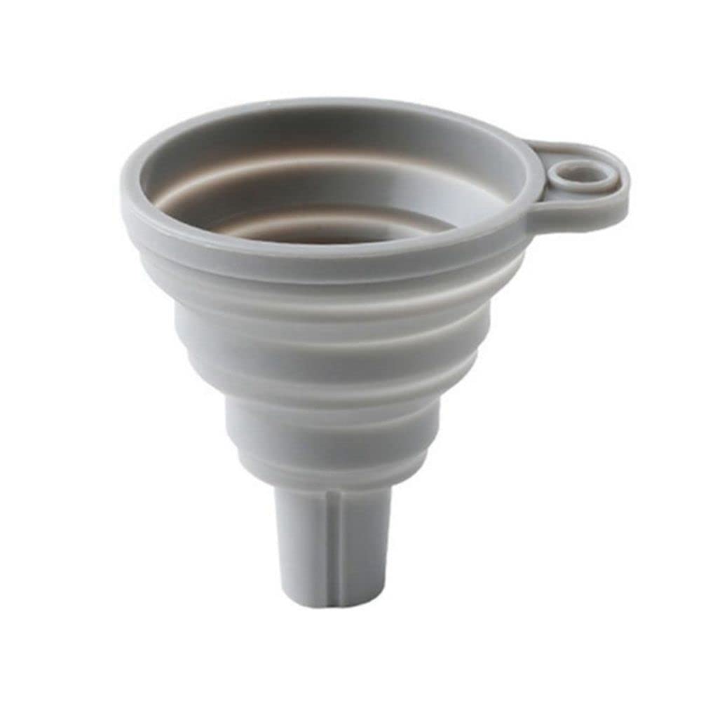 Mini Silicone Collapsible Funnel for Filling Bottles - Portable, Flexible, Foldable Kitchen Funnel for Liquid, Oil & Powder (Grey) | Perfect for Travel, Camping & Home Use