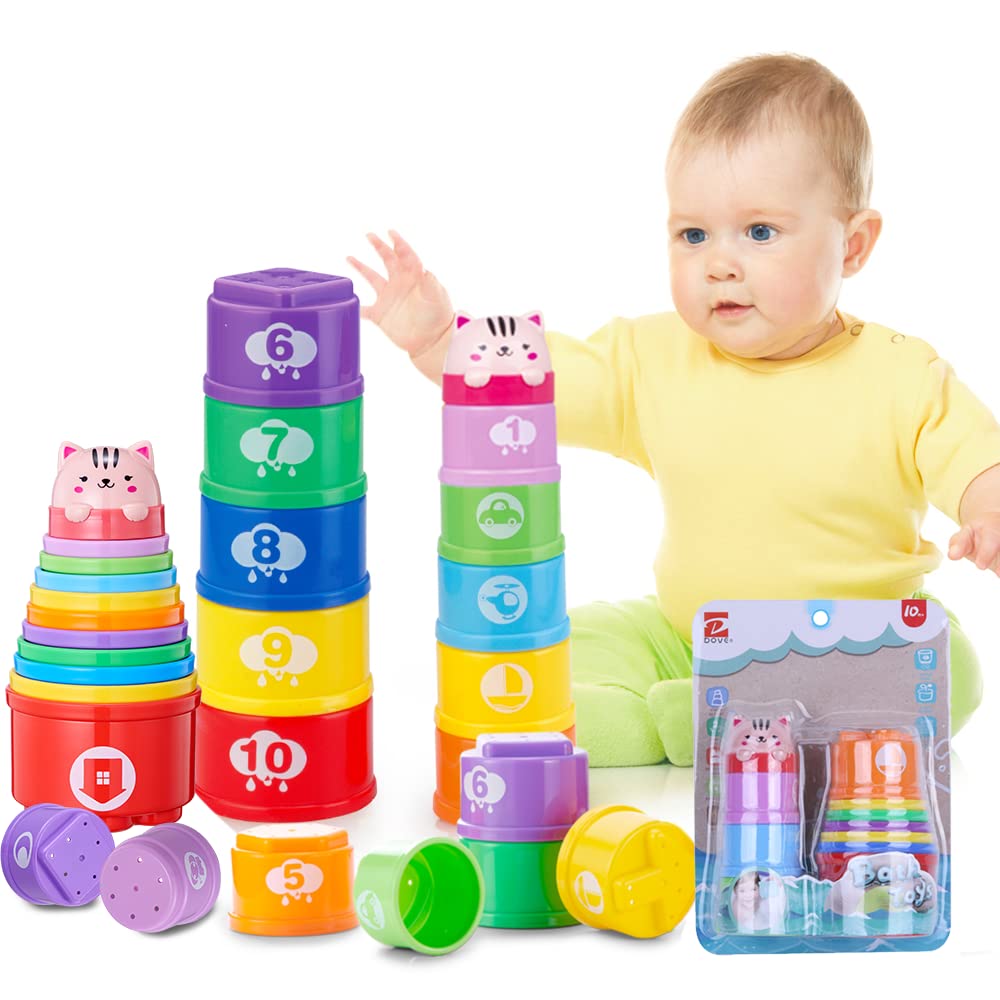 GOODWAY 11-Piece Nesting & Stacking Cups Set - Early Learning Educational Toys for Babies 6-12 Months & Toddlers 1-3 Years - Bath, Beach, Garden & Outdoor Play - Perfect for Sensory Development & Motor Skills (Boy & Girl)