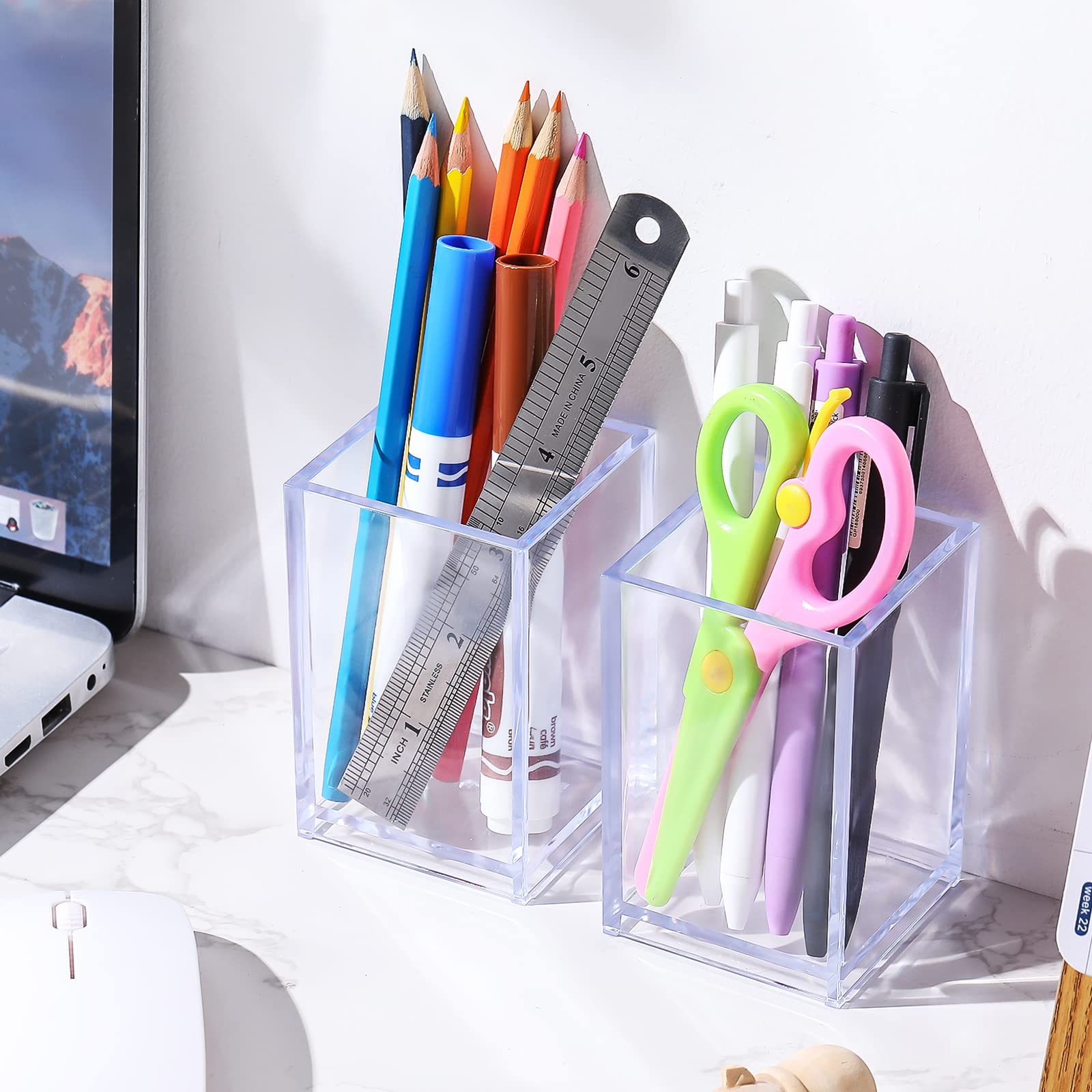 Sabary 36 Pack Acrylic Pen Holder - Clear Makeup Brush & Pencil Organizer for Desk, School, Office
