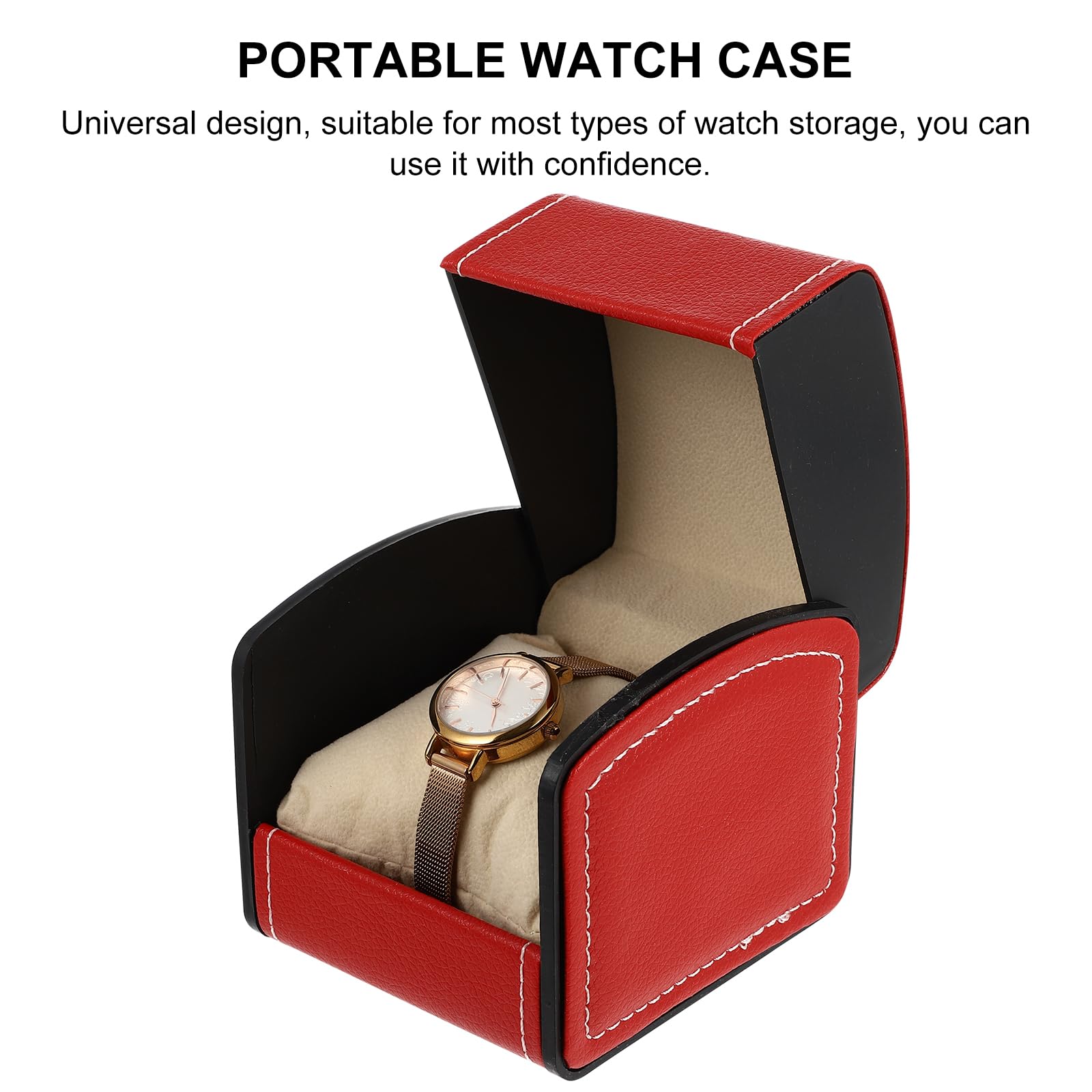 Hemobllo Single Watch Box - Premium PU Leather Wristwatch Display Case with Jewelry Storage | Watch Organizer & Gift Box for Men & Women | Perfect for Travel, Home Display & Watch Collection Organization