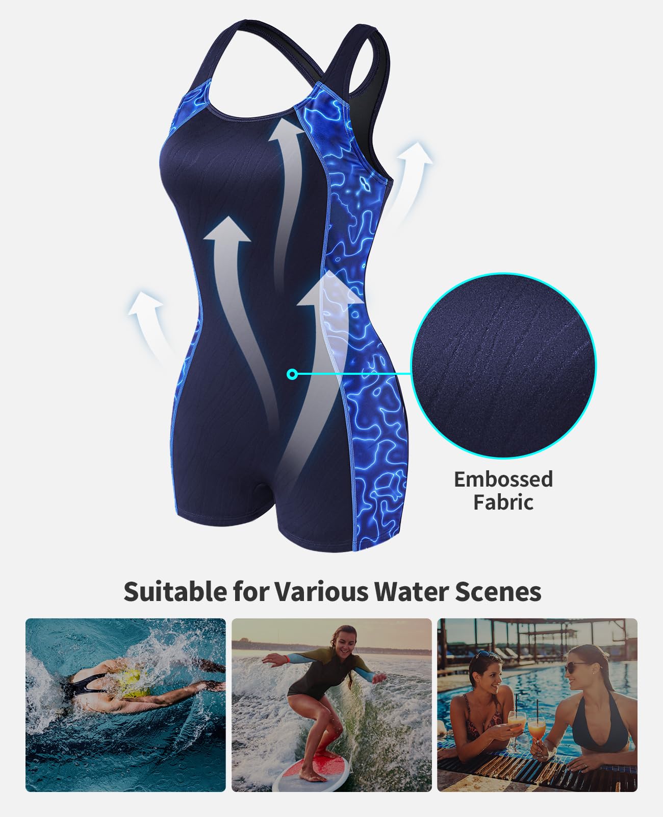 Beautyin Women's One Piece Swimsuits - Athletic Boyleg Swimwear for Training & Conservative Beachwear | Perfect for Swimming, Surfing & Gym Workouts