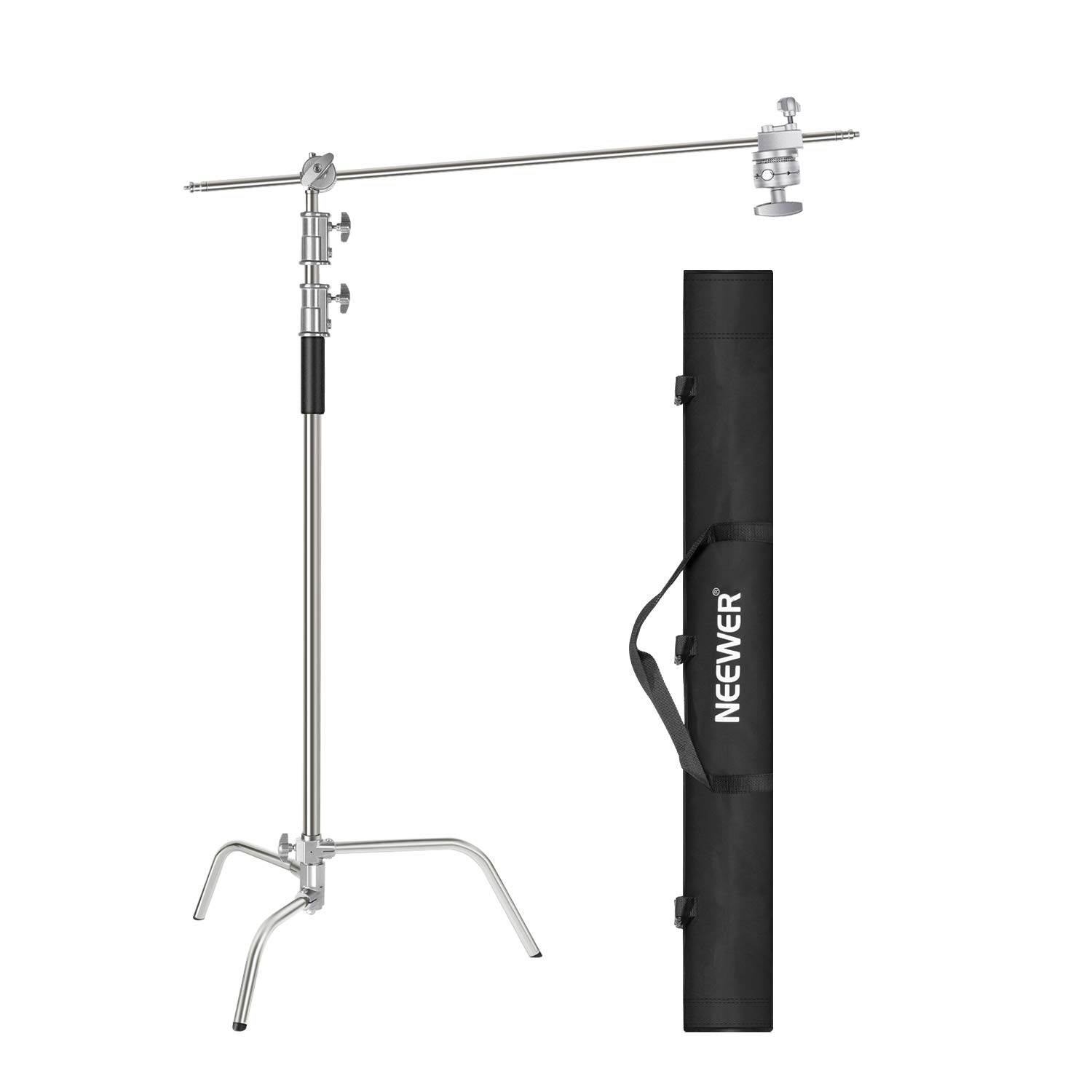 Neewer 10ft/3m Adjustable Heavy Duty C-Stand with 4ft/1.2m Boom Arm - Professional Photography Light Stand Kit Includes 2 Grip Heads & Carry Bag for Studio Lighting, Reflectors, Umbrellas, Monolights - Perfect for Portrait, Product, and Video Shooting