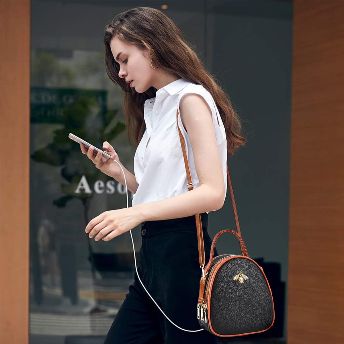 PALAY® Women's Fashion PU Sling Bag - Small Crossbody Shoulder Purse with Detachable Strap, Multi-Layer Design for Daily Use | Perfect for Work, Travel, Shopping & Casual Outings