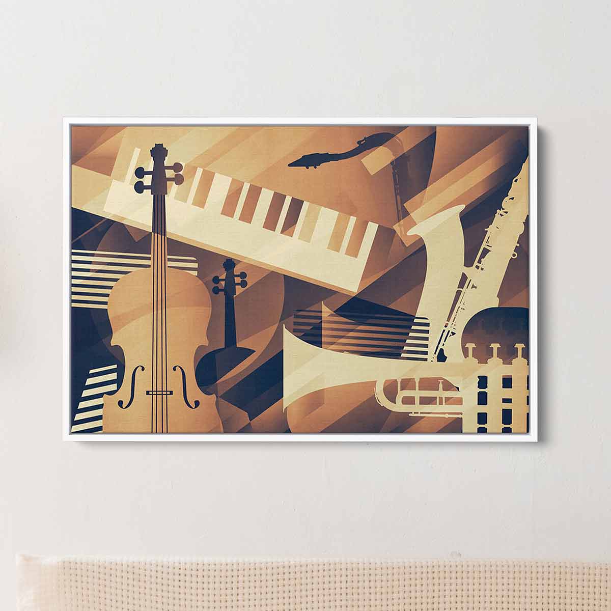 Abstract Jazz Art Canvas Print - Brown Modern Wall Decor for Living Room, Bedroom & Office | Premium Handmade Painting 0466