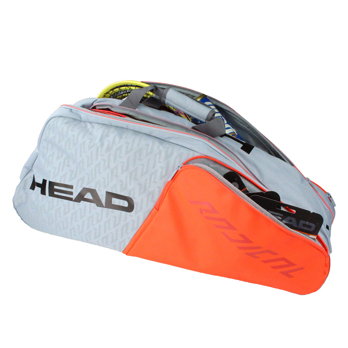 Head Radical Supercombi 9 Pack Tennis Racquet Bag (Grey/Orange) - Perfect for Tennis Players & Coaches - Durable Gear Storage for Courts, Tournaments & Travel