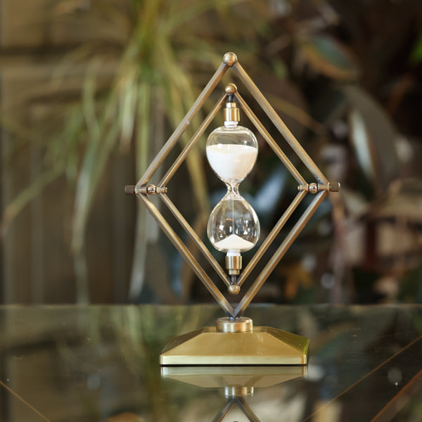 Elegant Bronzed Diamond Rotating 20 or 30 Minute Hourglass Sand Timer - Perfect for Yoga, Meditation, Board Games & Home Decor