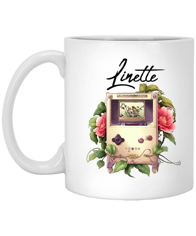 Personalized Name 11oz White Retro Video Game Mug - Custom Coffee Cup for Women, Unique Gaming Gift for Her - Perfect for Gamers, Office Use & Cozy Home Brews