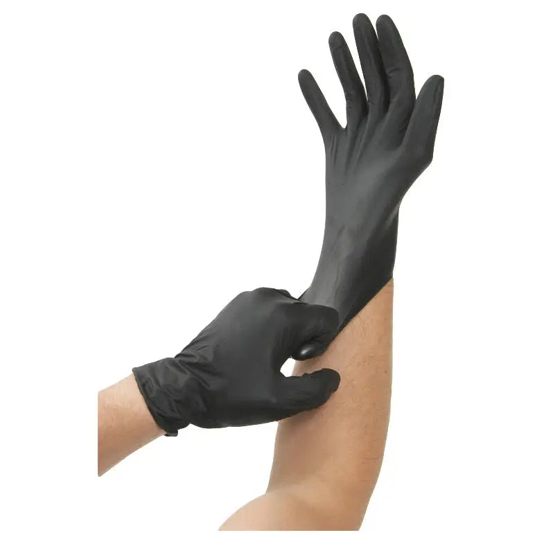 AA Grease Bully Black Nitrile Gloves, Large (100/Box) - Heavy Duty, Chemical Resistant, Disposable Work Gloves for Automotive, Cleaning, and Food Handling