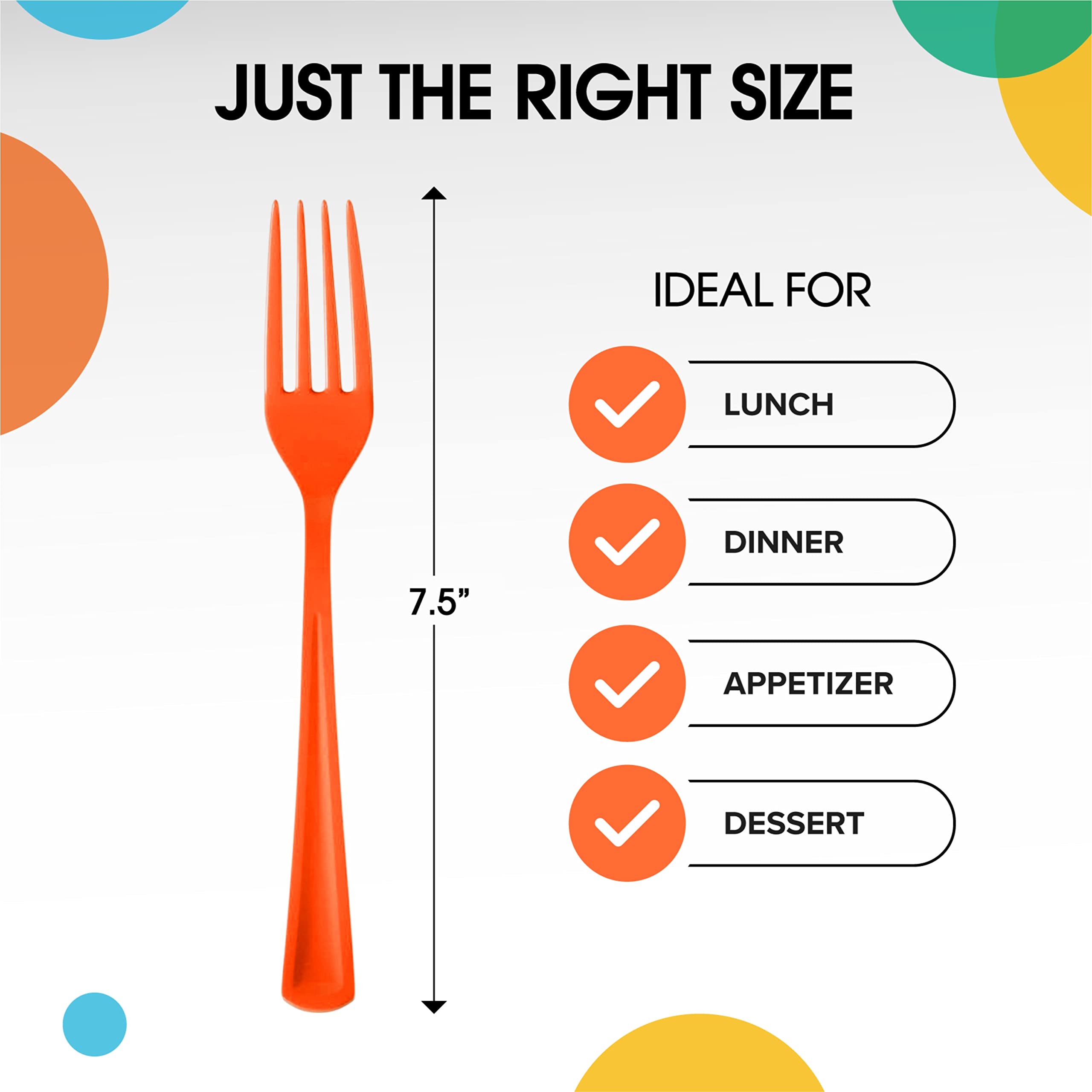 100-Pack Heavy Duty Orange Plastic Forks - Disposable Cutlery Set for Parties, Picnics, BBQs & Outdoor Events - Durable Flatware for Catering, Events & Home Use