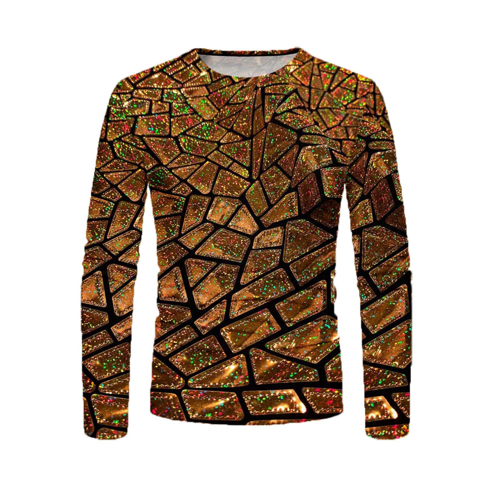 3D Printed Men's Long Sleeve Graphic Tee - Geometric Pattern Streetwear T-Shirt for Fall Fashion | Casual Wear, Layering & Everyday Outfits