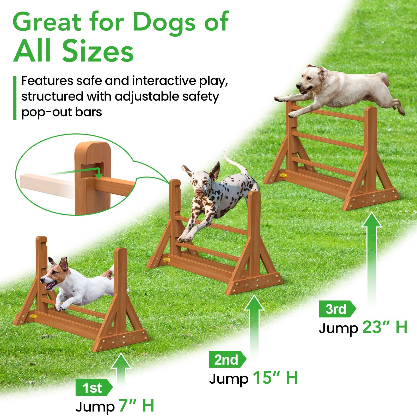 Premium Wooden Dog Agility Training Set - Adjustable Hurdles & Obstacle Course Equipment for Backyard, Competition & Home Use | Professional Dog Jump Bars & Agility Training Kit for Small Medium Large Dogs