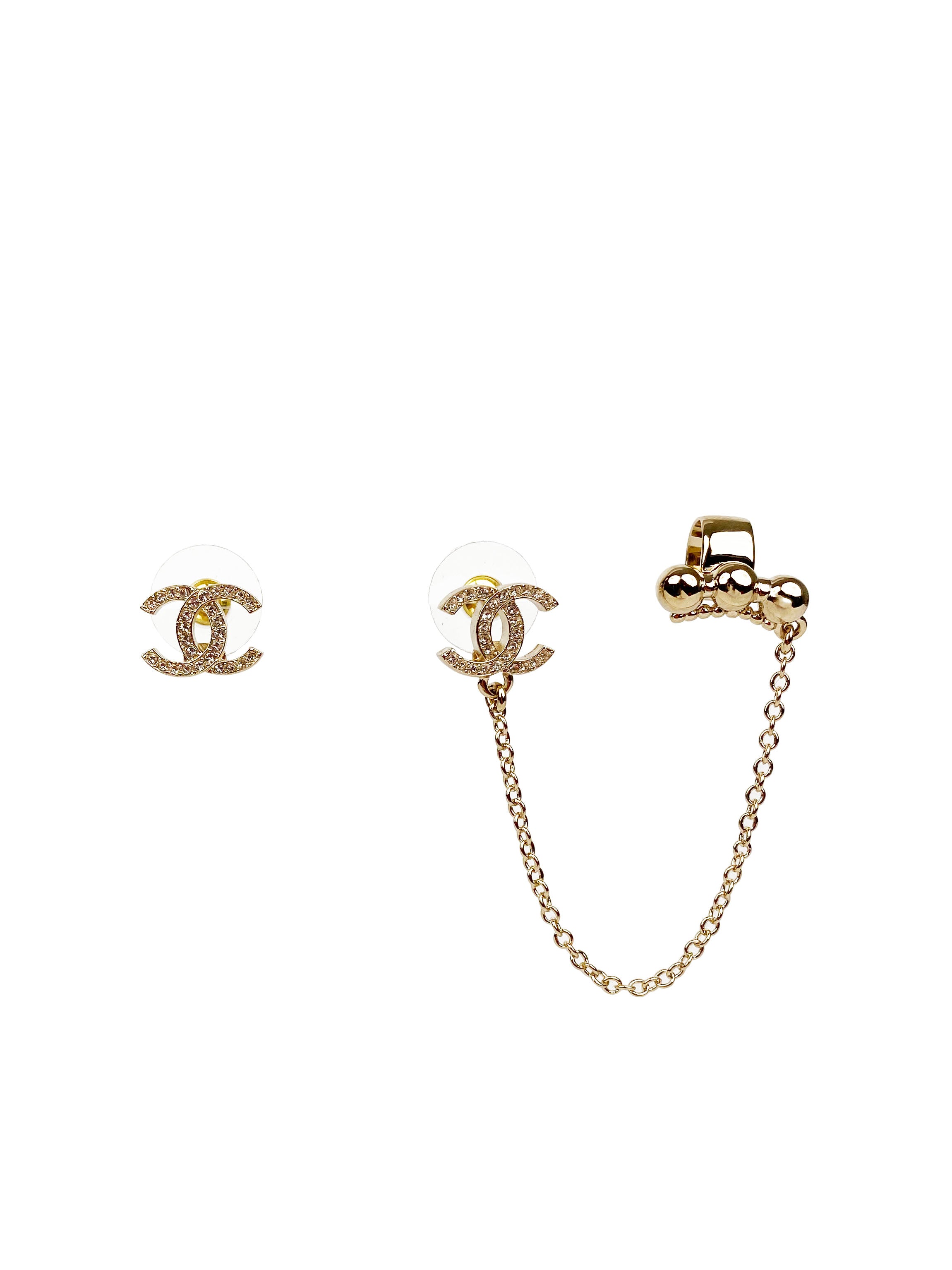 Chanel CC Logo Diamond Cuff Earrings - Luxury Fashion Jewelry for Women, Perfect for Parties, Weddings & Special Occasions