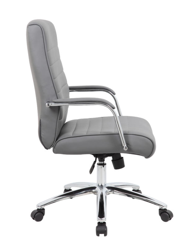 Boss Modern Executive Conference Chair - Ergonomic Office Chair with Ribbed Grey Fabric, High Back Support for Professionals - Perfect for Home Office, Conference Rooms & Executive Suites