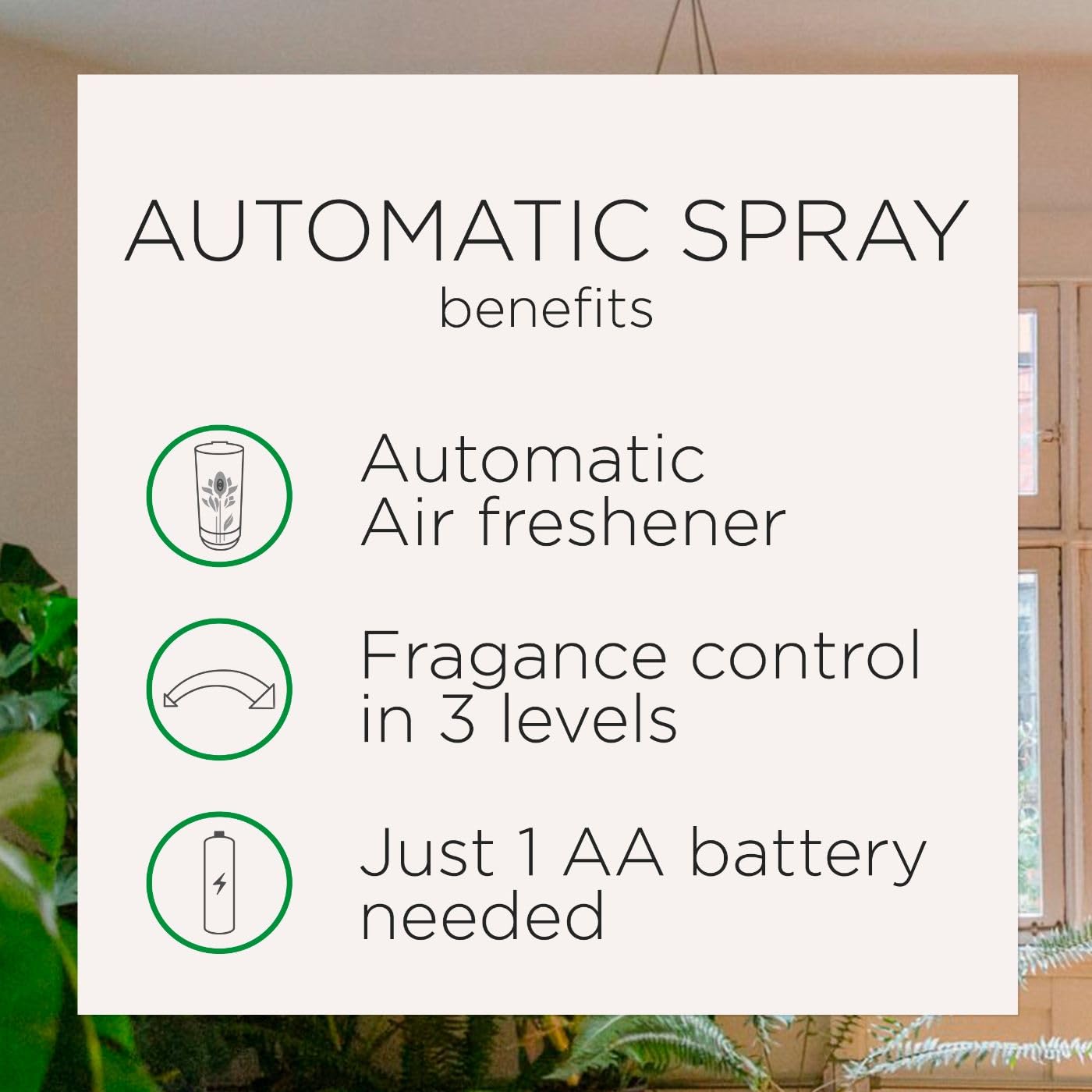 Air Wick Automatic Spray Starter Kit with 2 Refills - Essential Oil Air Freshener for Home & Office | Summer Delights Scent | Odor Neutralizer for Bathroom, Kitchen & Living Spaces