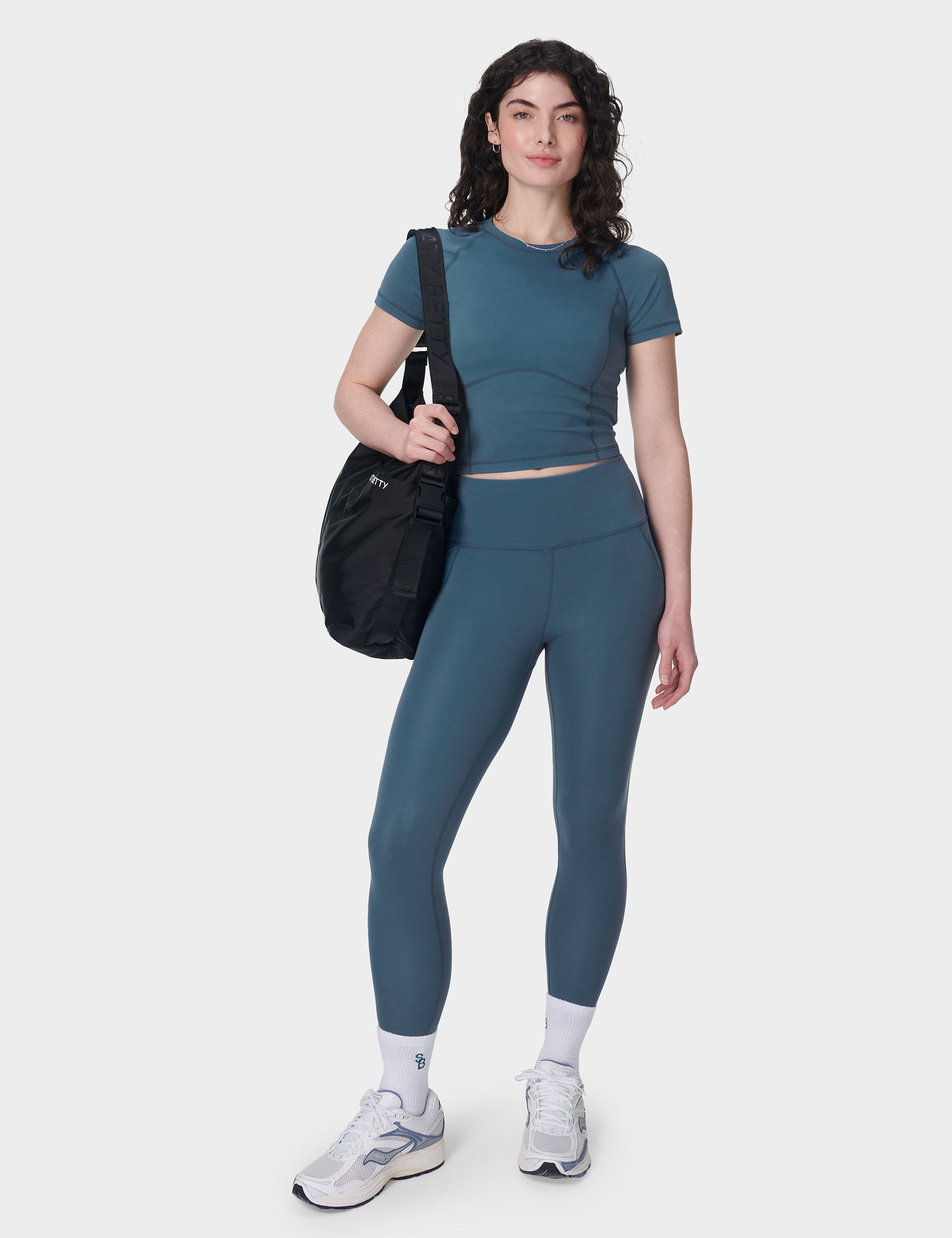 All Day Cropped T-Shirt in Subdued Blue | Comfortable Casual Women's Top for Everyday Wear, Workouts & Outings