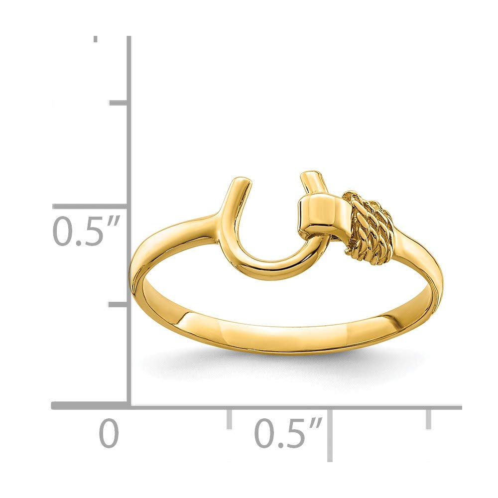 14K Solid Yellow Gold Horseshoe Ring for Women - Elegant Stackable Band, Lucky Charm Jewelry for Everyday Wear, Gift for Her, Birthday, Anniversary