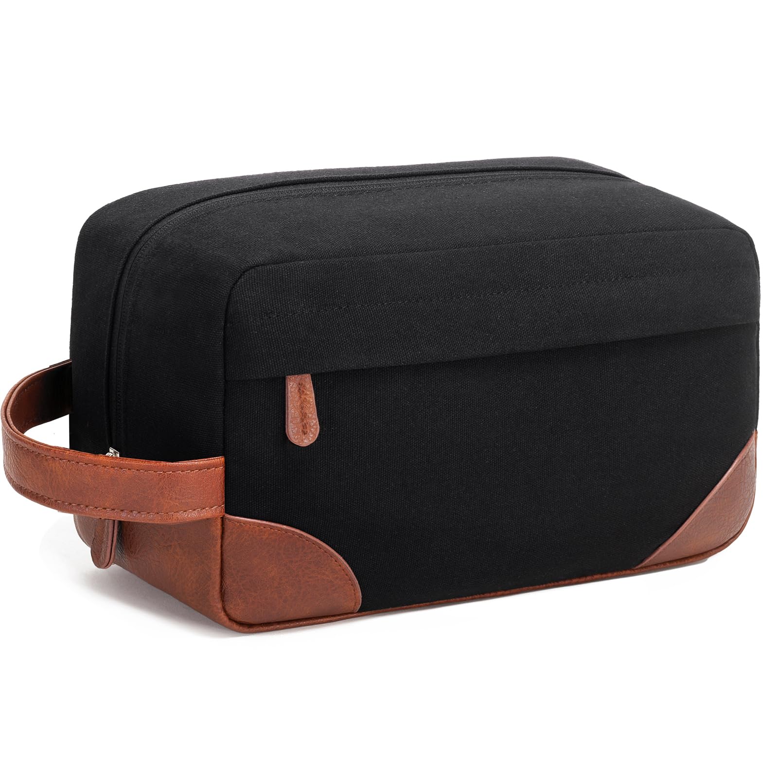 Vorspack Large Waterproof Hanging Toiletry Bag for Men - Travel Shaving Dopp Kit with Spacious Capacity, Durable Canvas Material (Black) - Perfect for Business Trips, Camping & Gym Essentials Organization