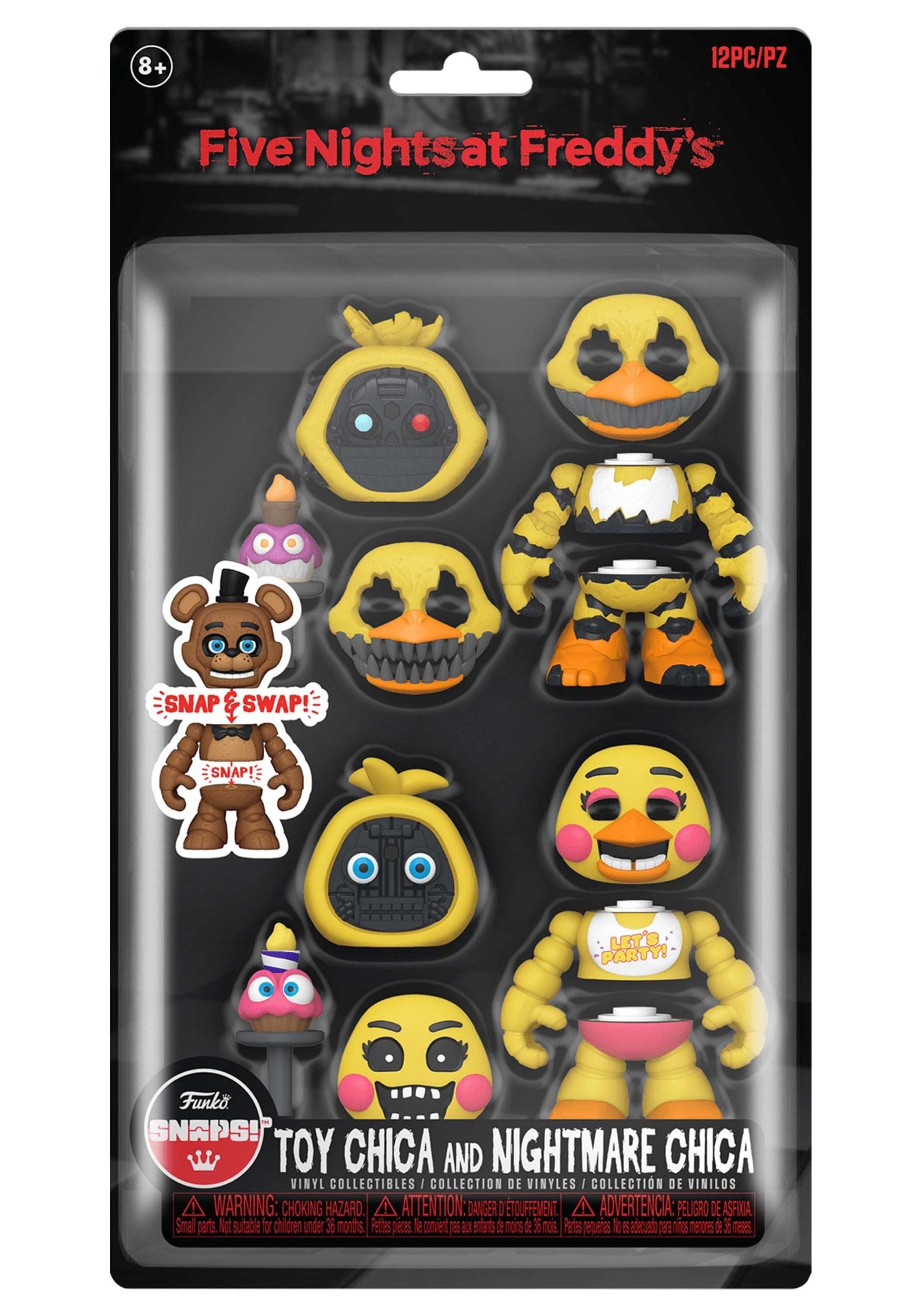 Funko Five Nights at Freddy's (FNAF) Snap: Nightmare Chica & Toy Chica 2-Pack Vinyl Collectible Figures - Official Merchandise Gift for Kids and Adults - Horror Game Character Collectibles for Display, Gaming Room Decor, and FNAF Fans