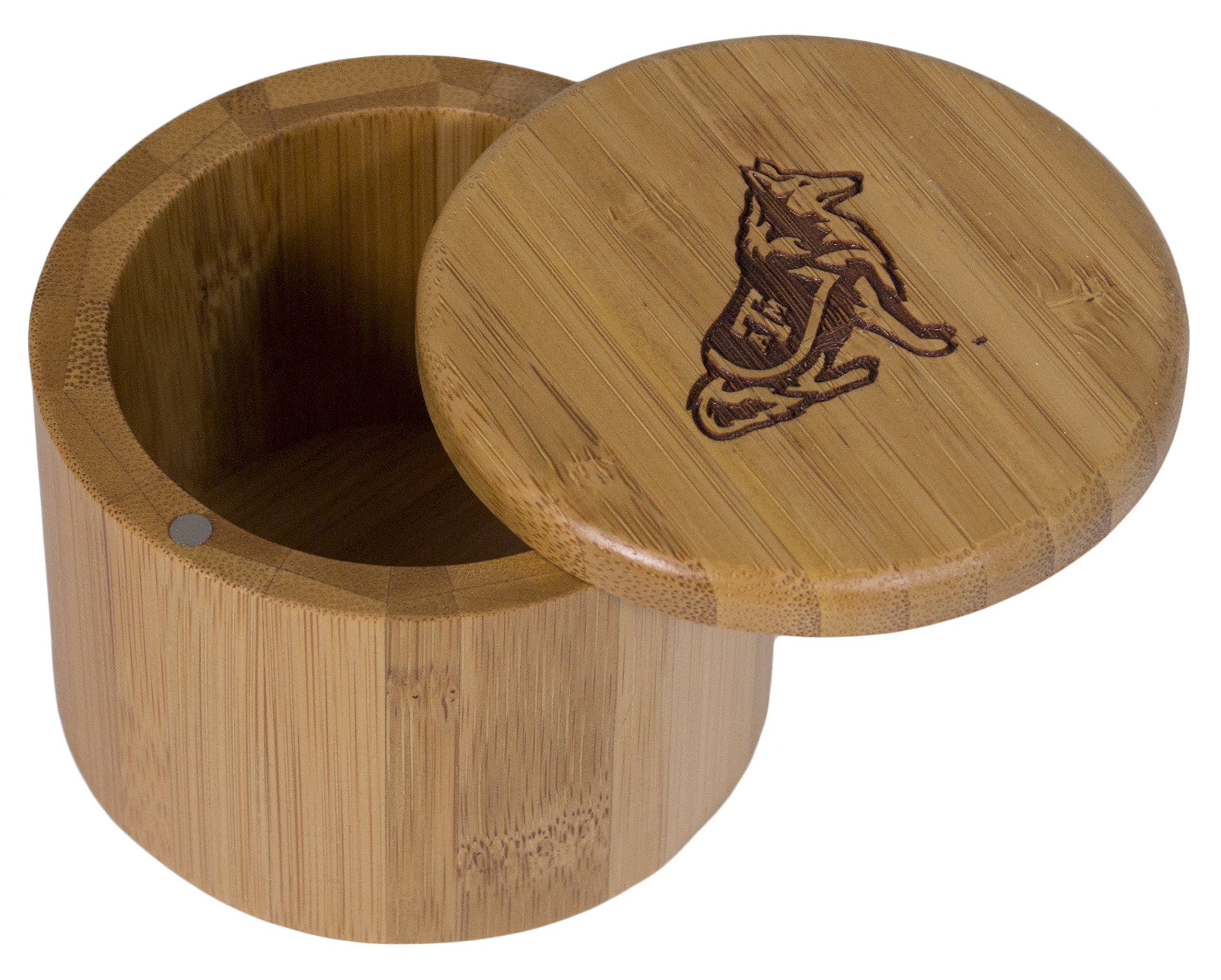 Texas A&M Logo Laser Etched Bamboo Round Salt Box with Lid | Premium Kitchen Storage for Spices, Seasonings & Salt | Perfect for Cooking, Baking & Home Decor