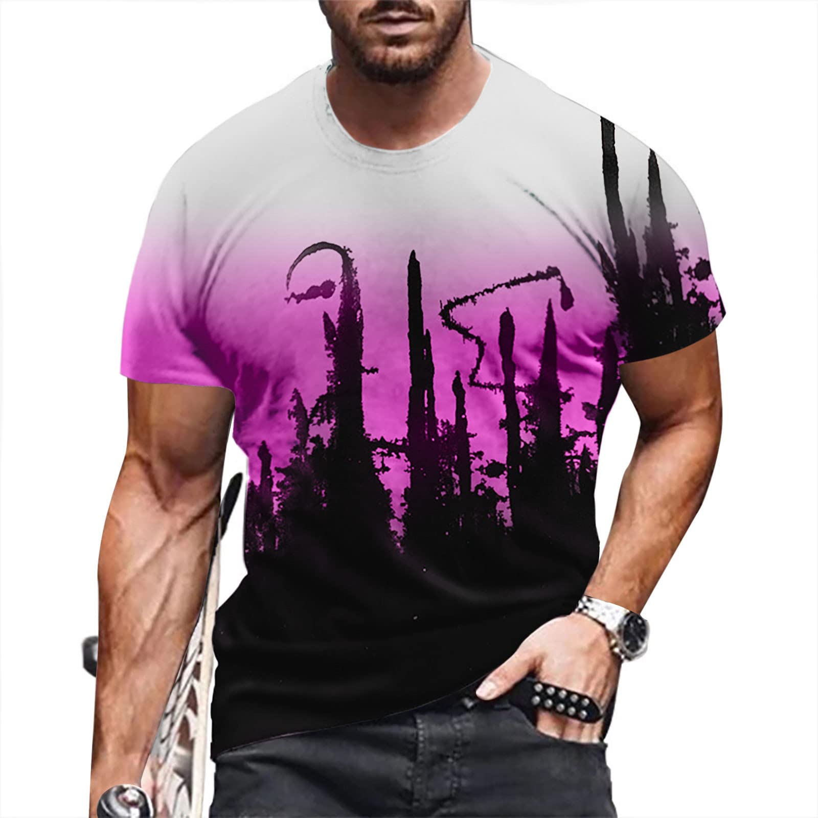 3D Gradient Graphic Men's T-Shirt - Summer Crew Neck Casual Tee for Outdoor & Daily Wear