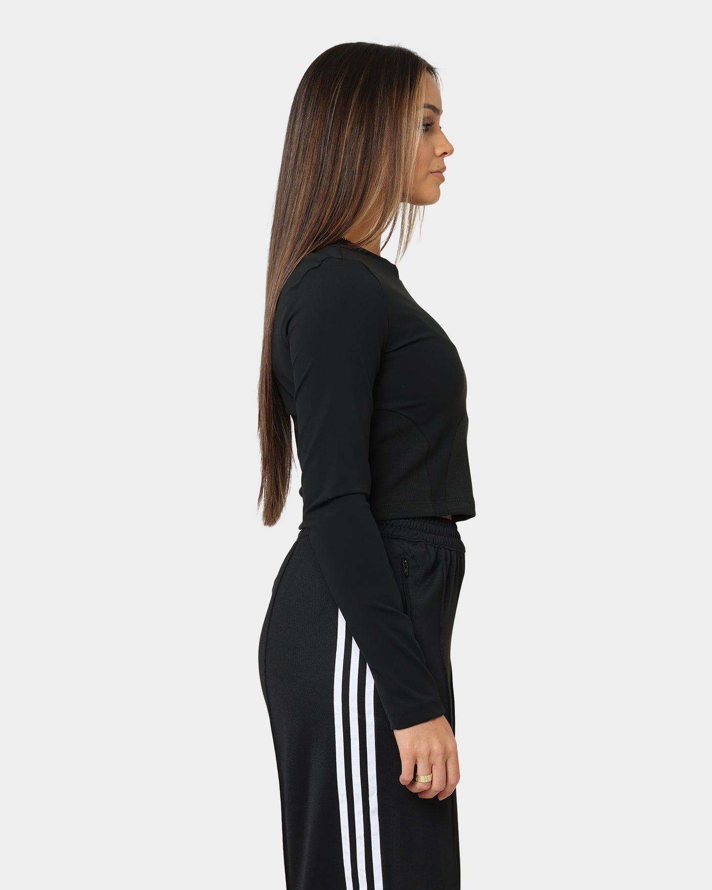 Adidas Women's Always Original Rib Long Sleeve T-Shirt - Black | Athletic Casual Wear for Running, Yoga & Everyday Comfort
