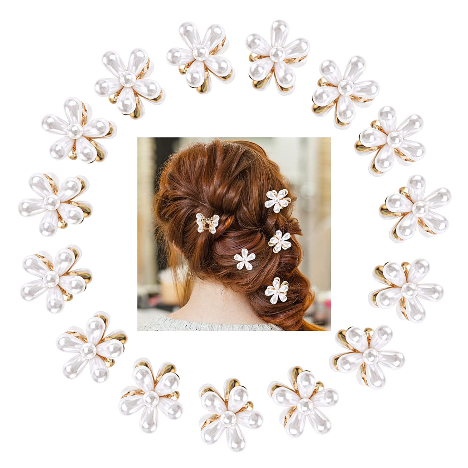 BellaStella Korean Style Pearl Barrettes Mini Claw Clip Hair Clips - 12pcs Set for Women & Girls | Elegant Hair Accessories for Weddings, Parties & Daily Wear