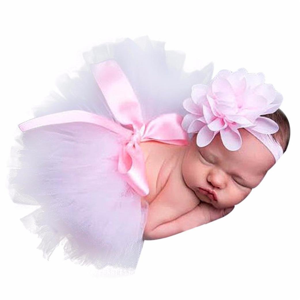 Newborn Baby Girl Photography Props Set - Fluffy Tutu Skirt & Headband Outfit for Newborn Photo Shoots | Perfect for 0-3 Months Baby Photoshoots, Christening & First Birthday Celebrations