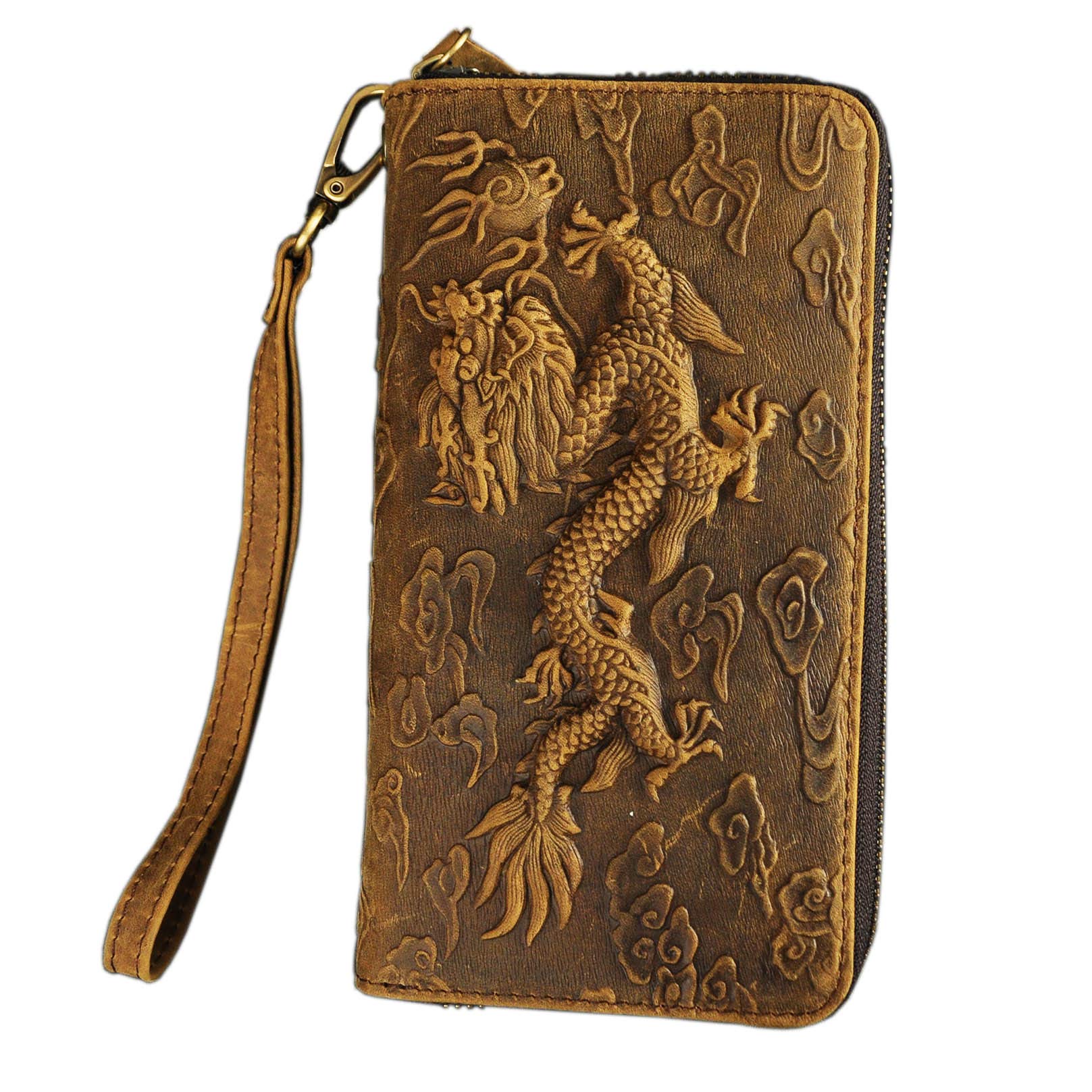 Le'aokuu Genuine Leather Bifold Wallet for Men & Women - Dragon Embossed Design, RFID Blocking, Credit Card Holder (Brown) - Perfect Gift for Graduation, Birthday & Travel Accessories