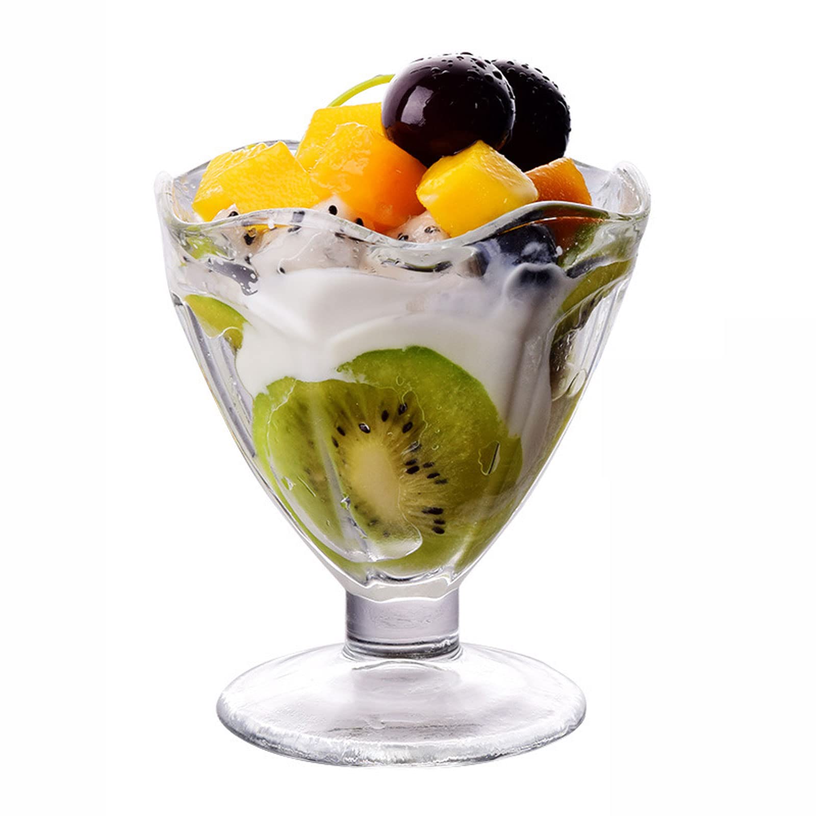 LSKJFF Footed Ice Cream Cups - Classic Sundae Style Thick & Durable Glass Dessert Bowls for Ice Cream, Milkshakes, Parfaits & More - Set of 3 Premium Sundae Glasses - Perfect for Parties, Dessert Bars & Vintage Kitchen Decor