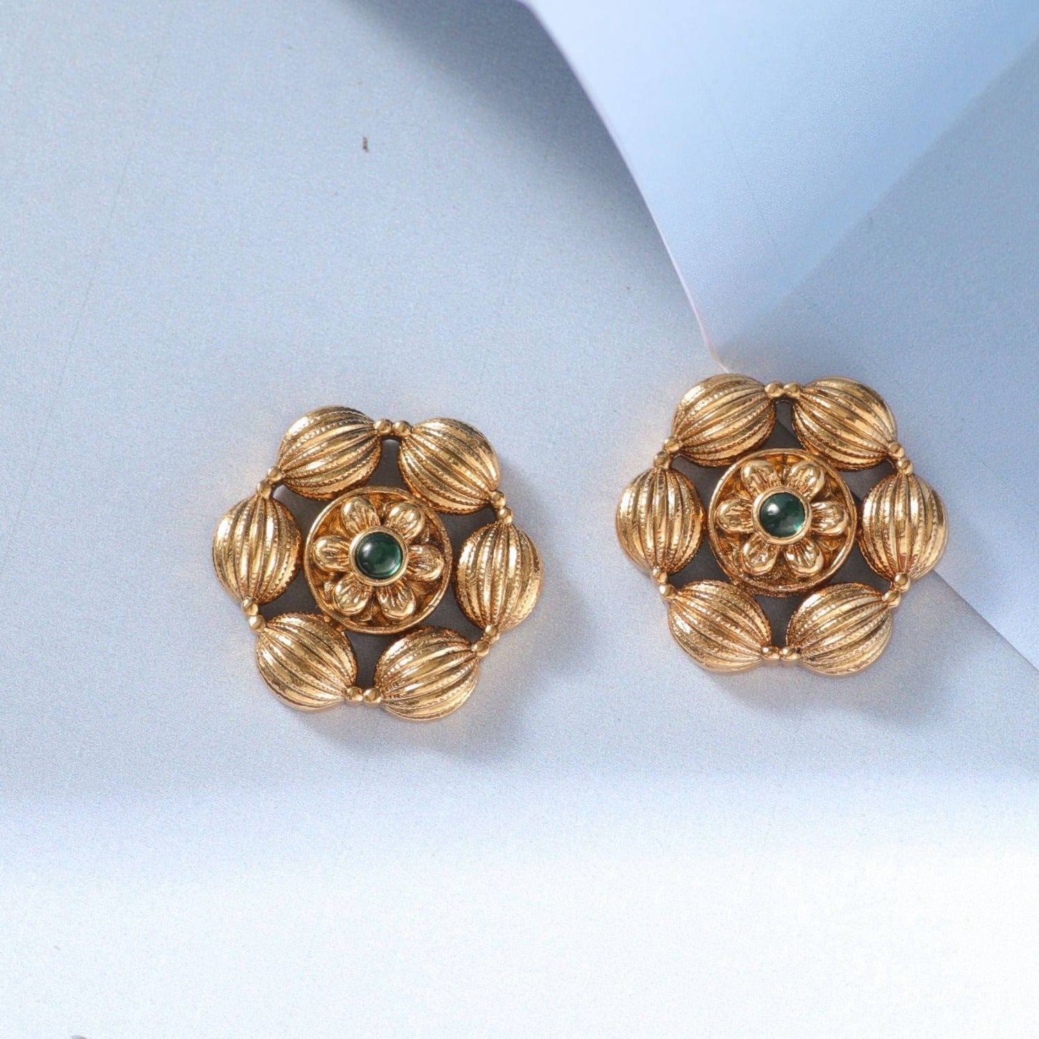 Azba Simple Floral Antique Stud Earrings for Women - Vintage Rose Gold Plated Dainty Flower Earrings - Perfect for Weddings, Parties & Everyday Wear