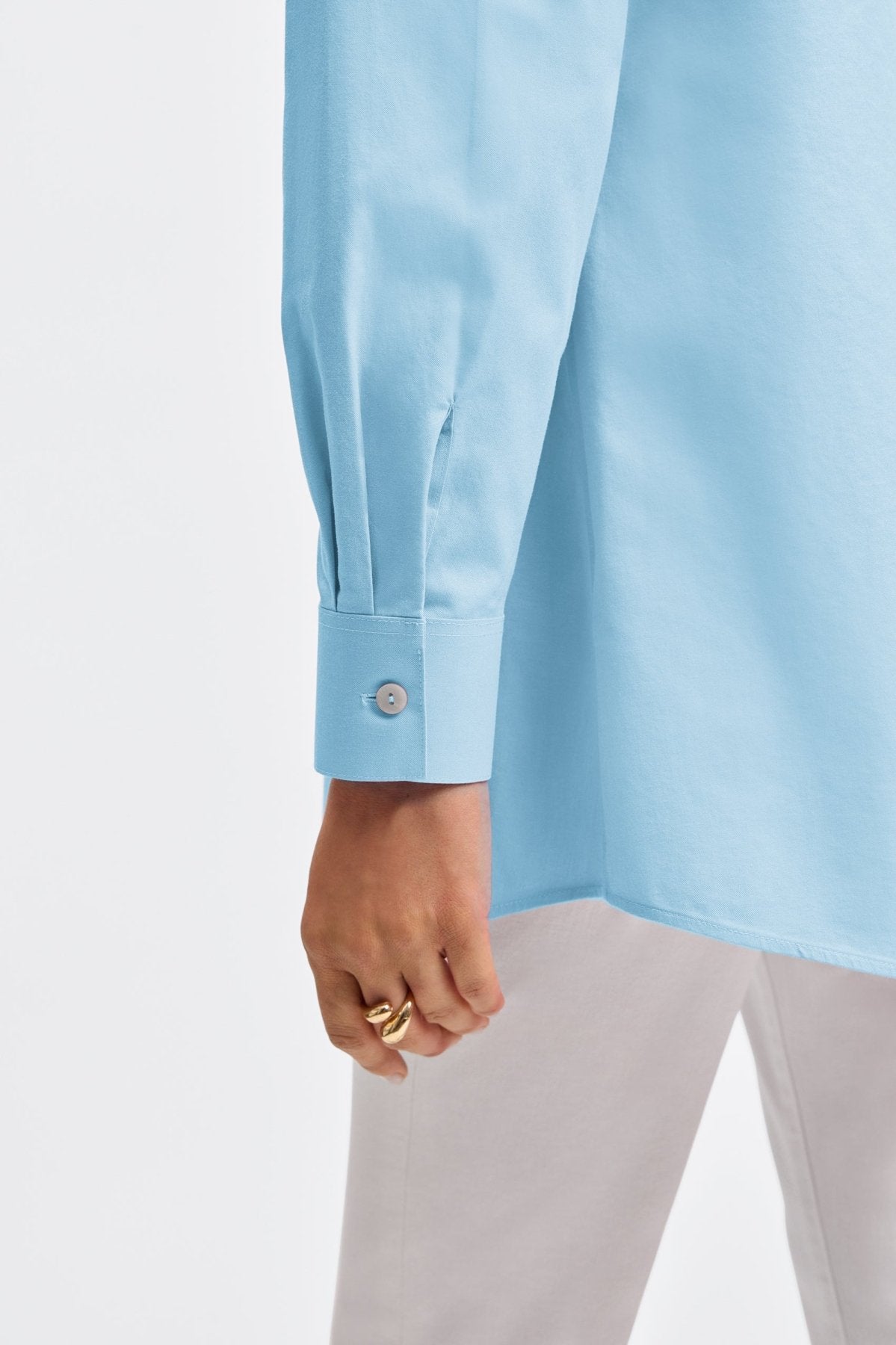 No Iron Pinpoint Long Sleeve Tunic for Women - Wrinkle-Free Office Blouse, Comfortable Business Casual Top for Work & Professional Wear