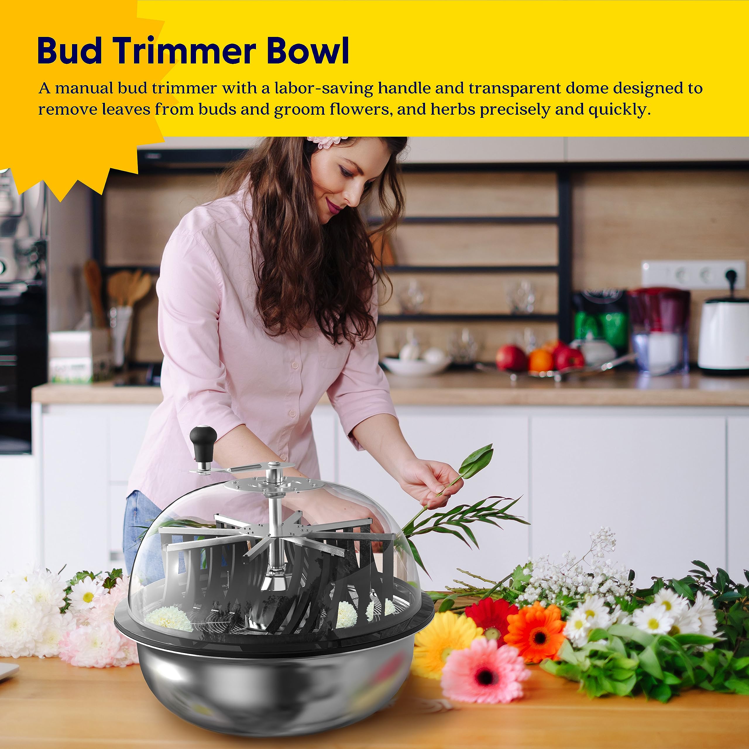 iPower 19 Inch Leaf Bowl Trimmer Machine - Upgraded Sharp Gears & Stainless Steel Blades for Efficient Plant Bud Trimming, Includes Hand Pruner - Perfect for Home Gardening, Hydroponics, and Herbal Processing