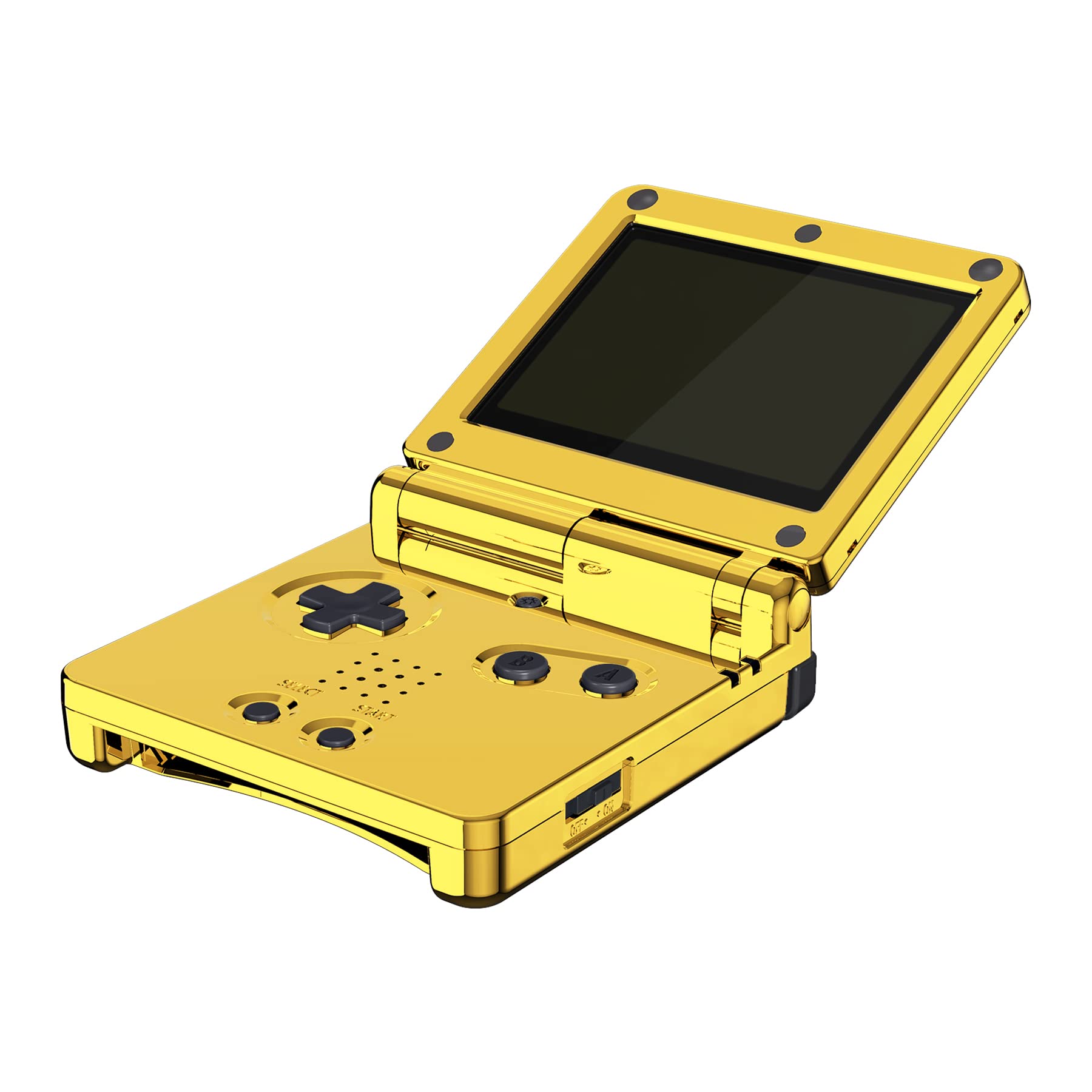Premium eXtremeRate Chrome Gold Glossy Replacement Shell for Gameboy Advance SP GBA SP - Compatible with IPS & Standard LCD Screens (Console Not Included) - Perfect for Custom Gaming Builds & Console Modding