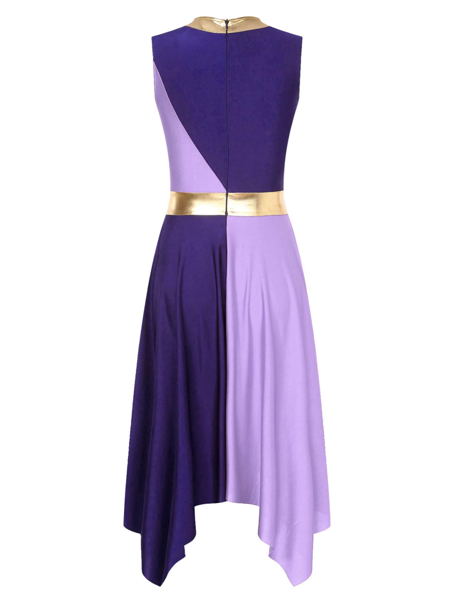 Vastwit Women's Color Block Liturgical Dancewear - Sleeveless Praise & Worship Dance Dress with Overlays for Church Performances and Spiritual Events