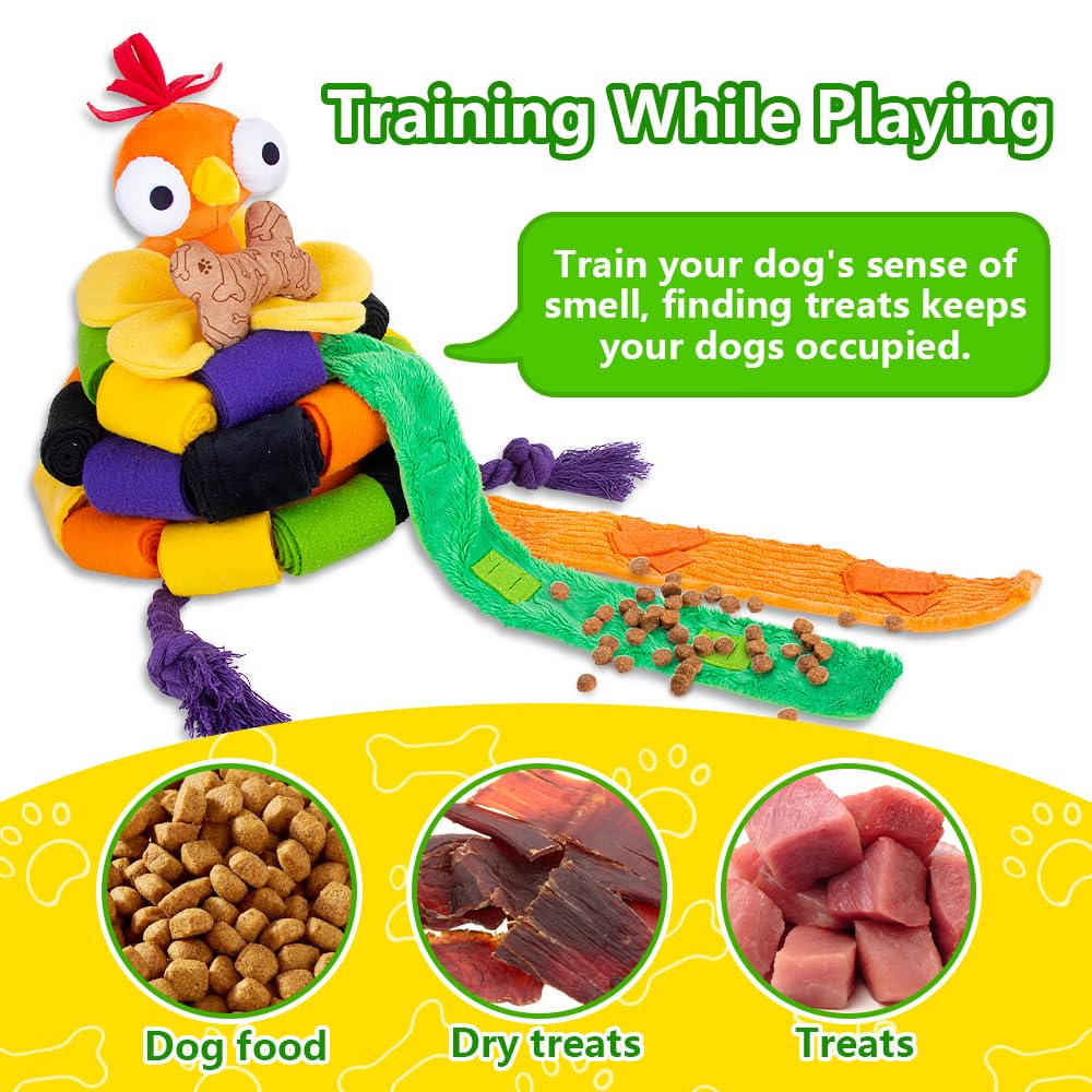 Interactive Snuffle Chicken Dog Toy - Slow Feeder Puzzle Ball for Small, Medium & Large Breeds - Cute Squeaky Enrichment Game for Boredom & Anxiety Relief - Perfect for Halloween, Training & Indoor Playtime