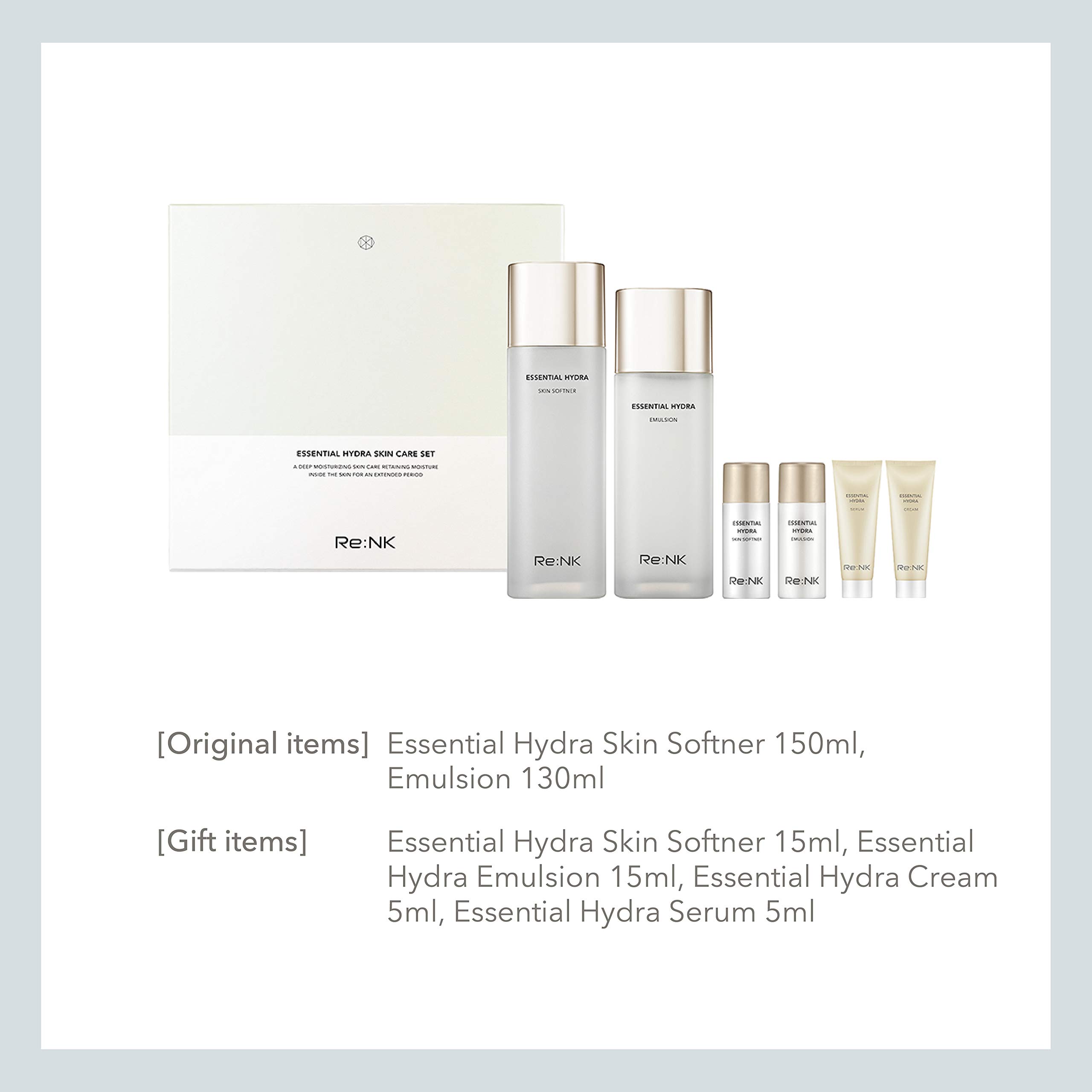 Re:NK Essential Hydra Skin Care Set - Hydrating Facial Moisturizer & Serum for Dry Skin | Daily Skincare Routine for Glowing Complexion