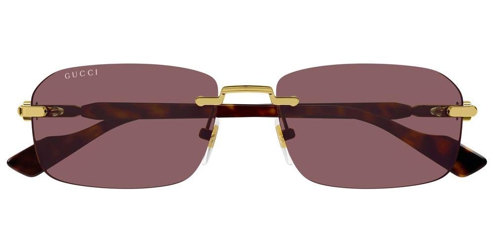 Gucci GG1221S 002 Gold/Brown Rectangular Men's Sunglasses - Polarized UV Protection - Luxury Fashion Accessory for Men - Perfect for Driving, Travel & Outdoor Activities