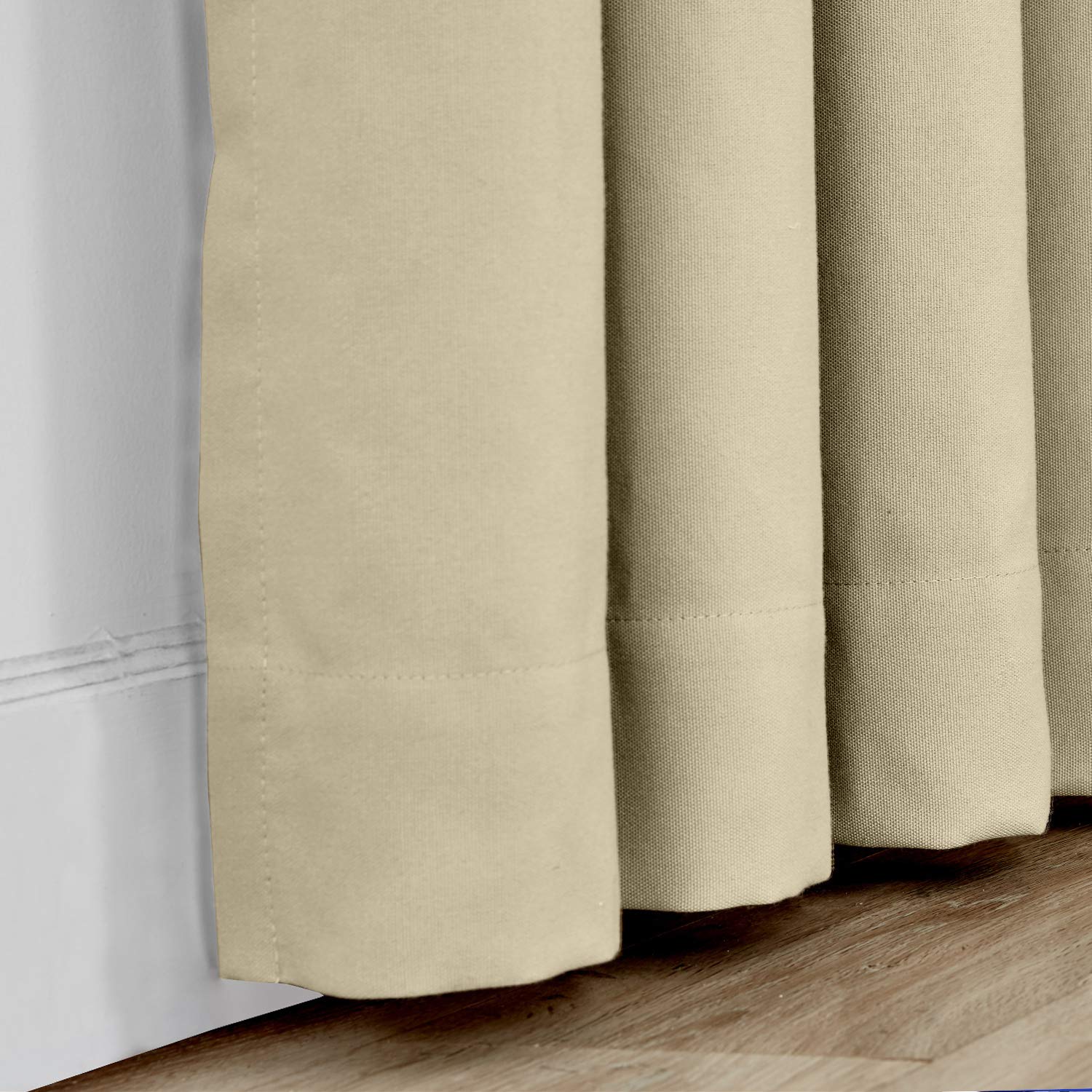Macochico Extra Wide Self-Sticking Thermal Insulated Outdoor Curtains - Waterproof Noise Reducing Patio Drapes for Garden, Cabana & Backyard (Beige, 150