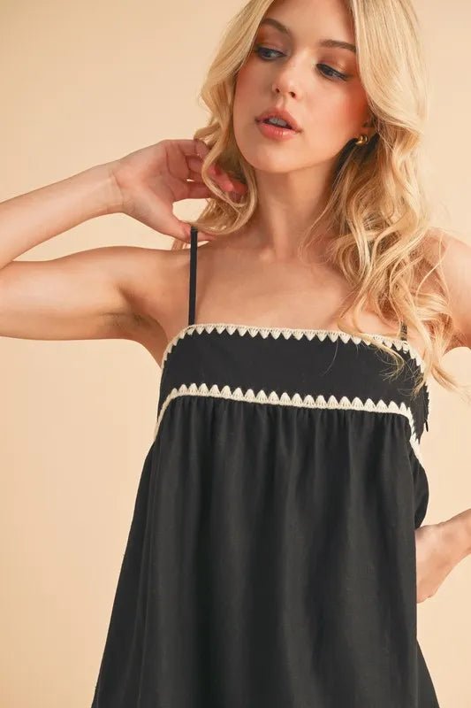 Aemi+Co Bali Rickrack Trim Cami Top - Stylish Bohemian Women's Fashion for Summer, Beach & Festival Outfits