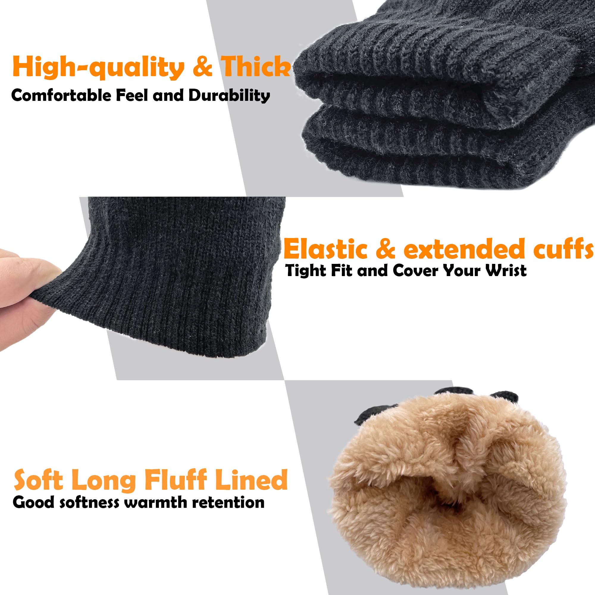 Thermal Touchscreen Winter Gloves for Men & Women - Soft Fleece Lined Knit Gloves for Cold Weather - Perfect for Skiing, Hiking & Outdoor Activities