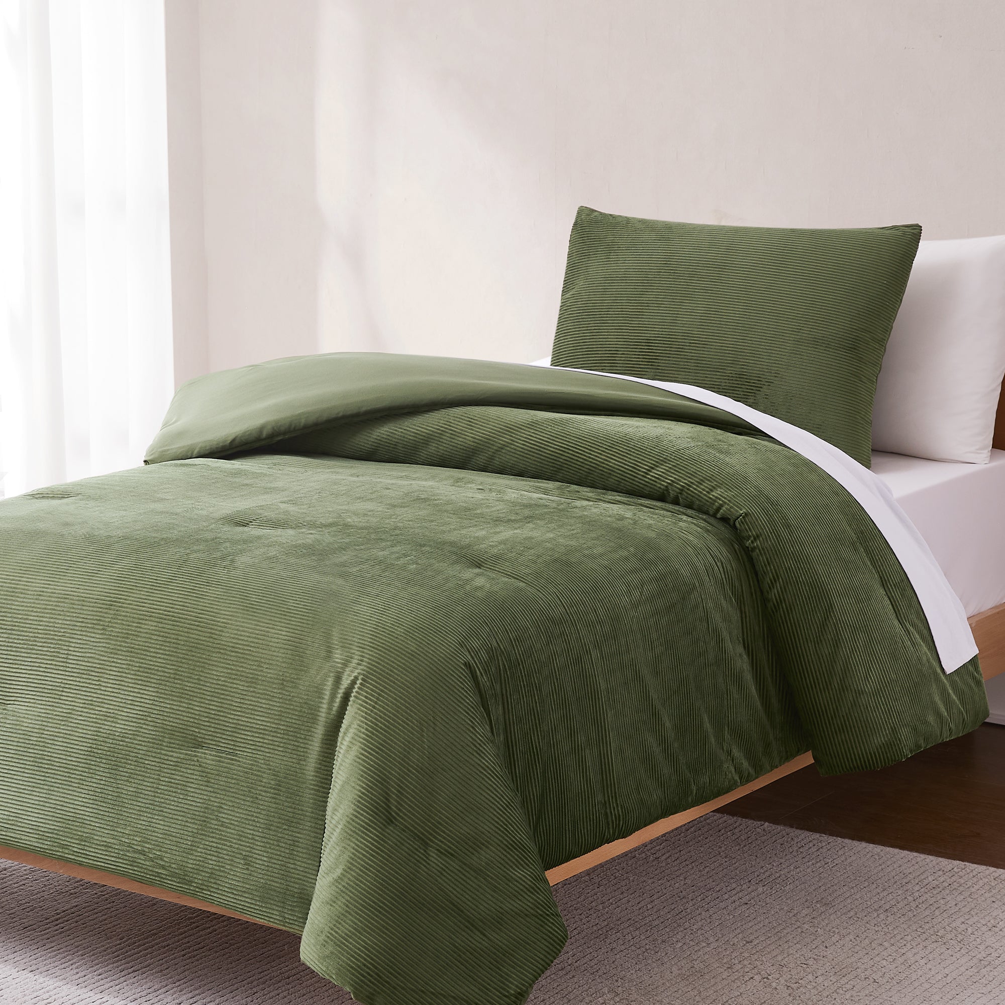 Arden Ribbed Corduroy Comforter Set - Soft & Durable Bedding Collection for Cozy Bedroom Decor | Perfect for Winter Nights & Home Styling