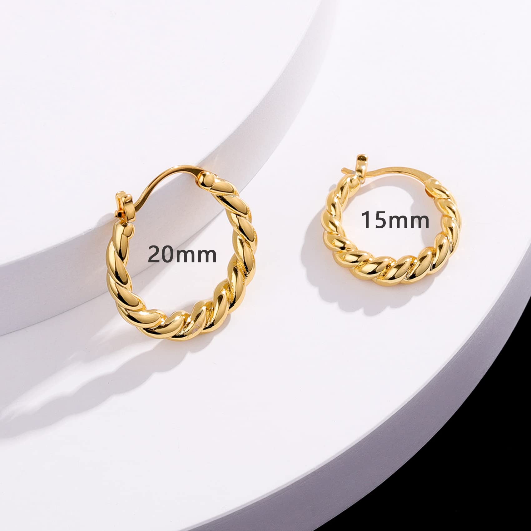 Hypoallergenic Chunky Gold Hoop Earrings for Women - Vintage Twisted Large Hoop Earrings | Perfect for Parties, Date Nights & Everyday Wear