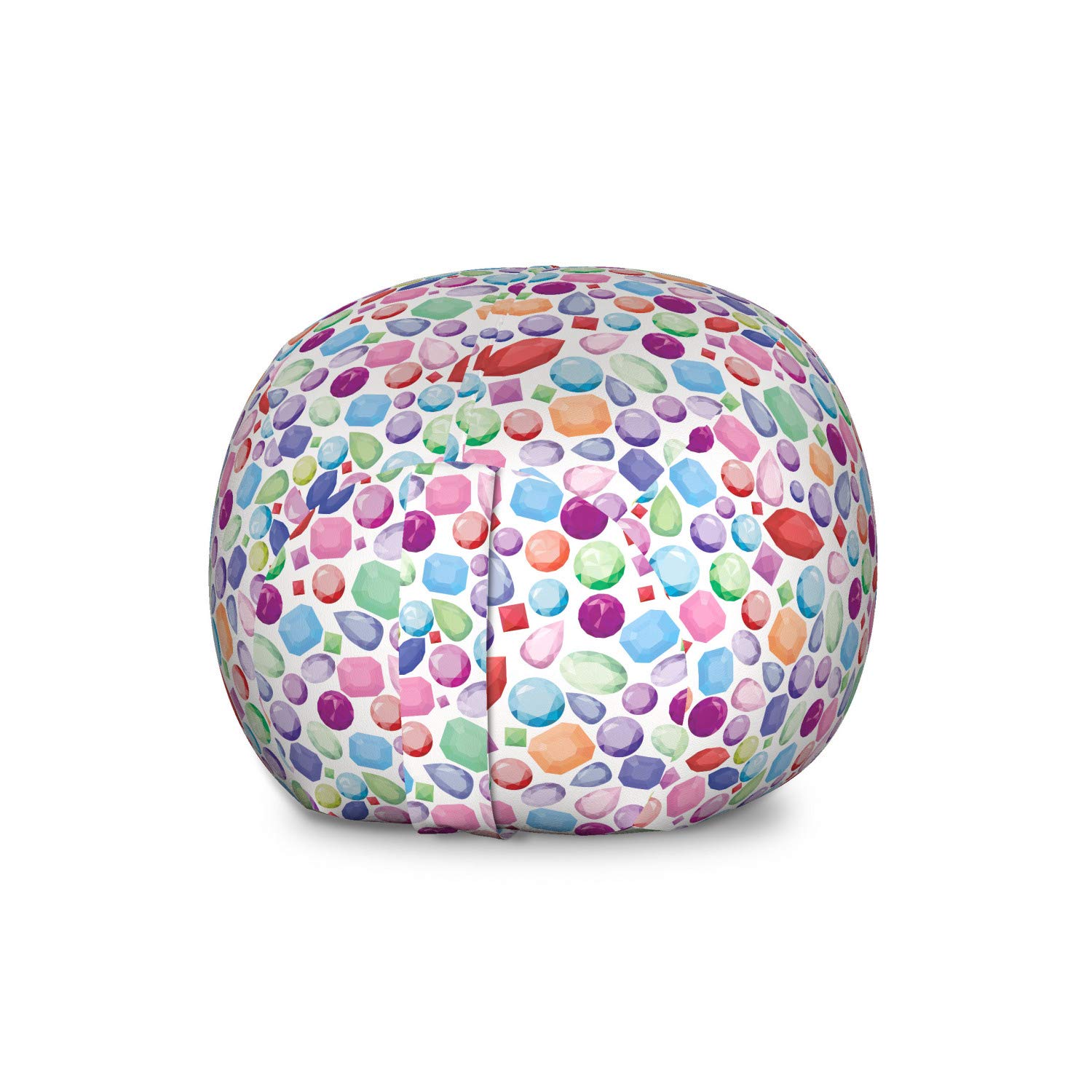 Ambesonne Diamond-Shaped Storage Toy Bag Chair - Colorful Stones Feminine Pattern Stuffed Animal Organizer, Washable Large Size Multi-Color Kids Room Decor | Perfect for Toy Storage, Playroom Organization & Children's Bedroom Decor