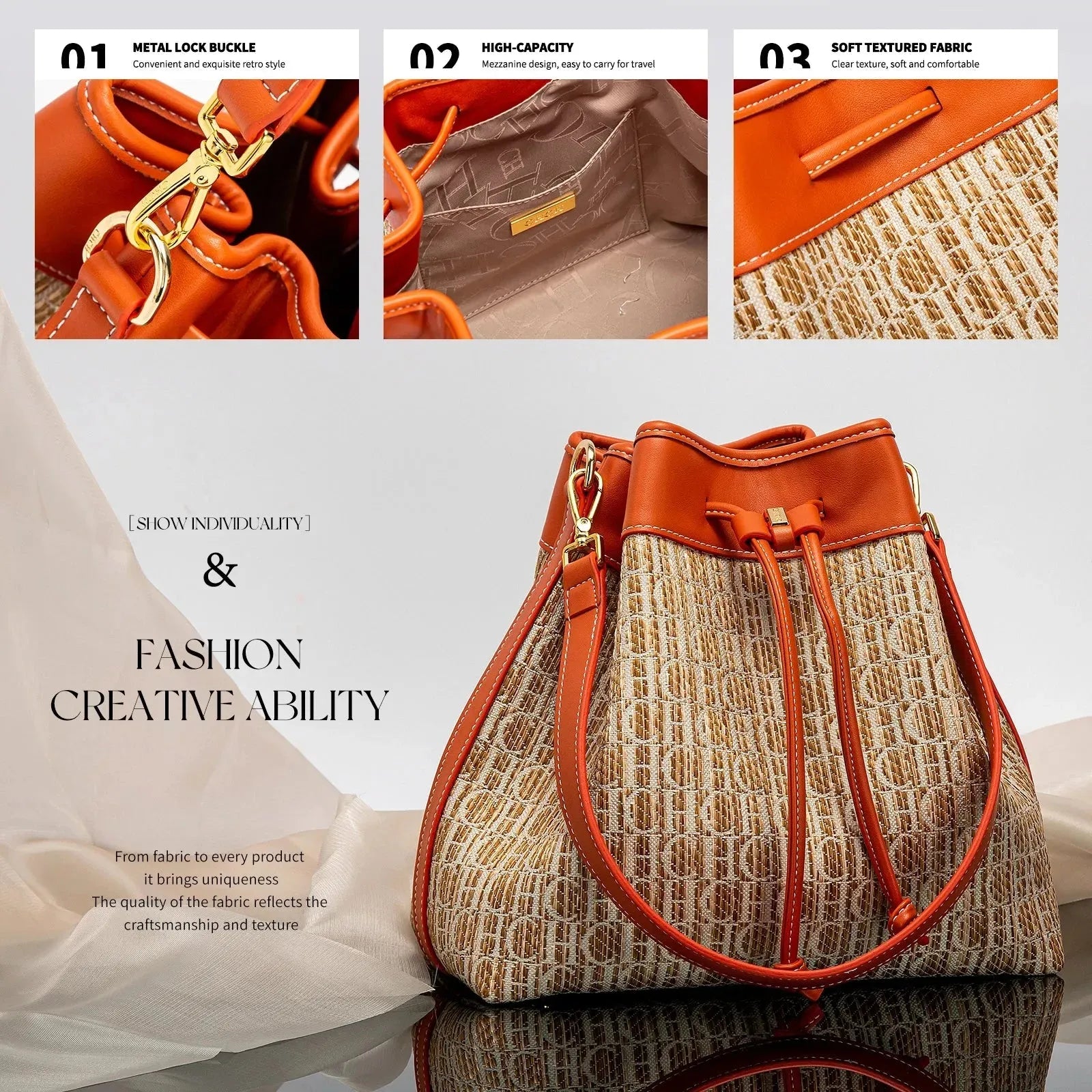 Stylish Letters Drawstring Bucket Shoulder Bag - Fashionable Crossbody Purse for Women, Perfect for Shopping, Travel & Daily Use