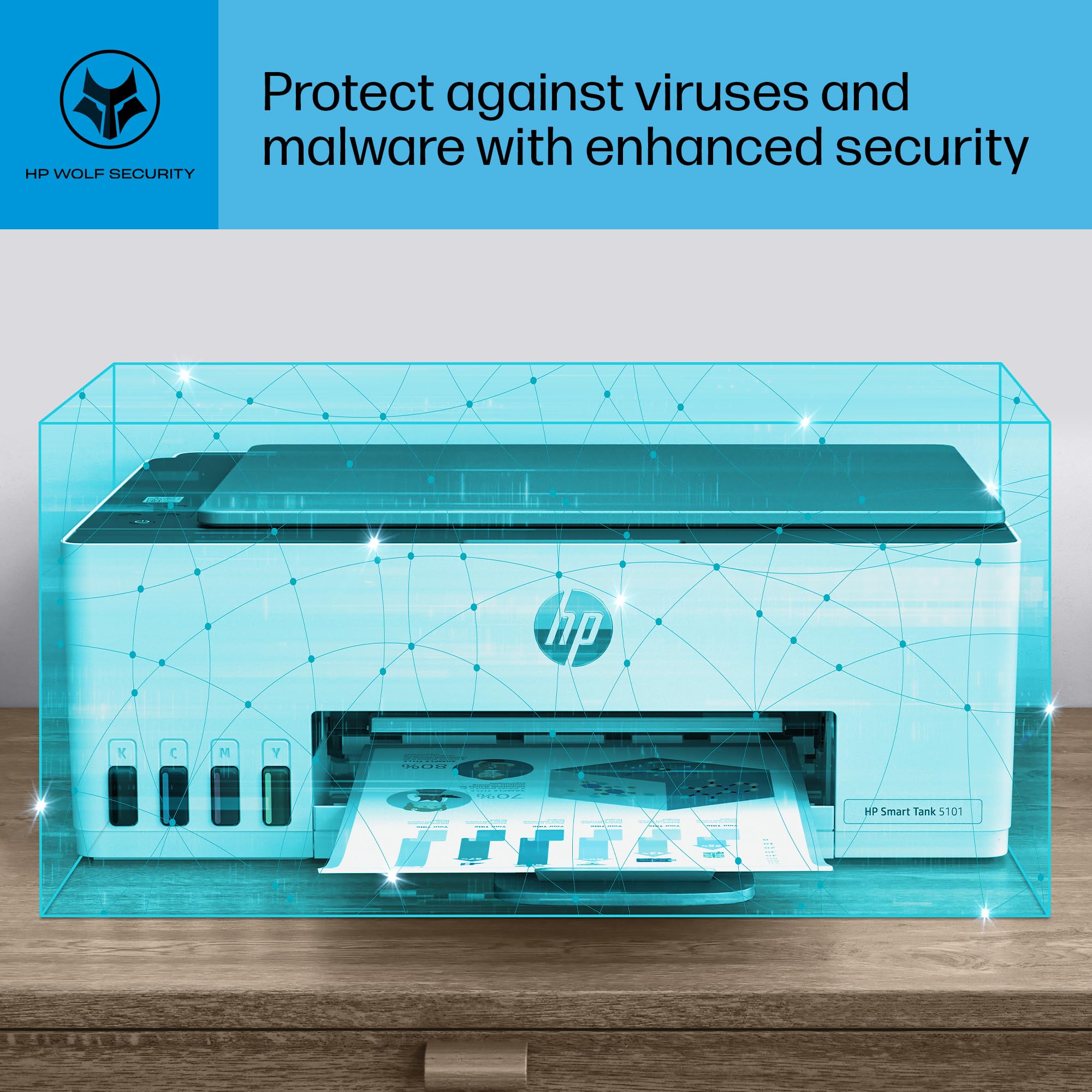 HP Smart Tank 5101 Wireless All-in-One Ink Tank Printer with 2 Years of Ink Included - Print, Scan, Copy - Best for Home & Office Use - Refillable Ink Tank System (1F3Y0A) - Perfect for Remote Work, School Projects, and Small Business Printing Needs