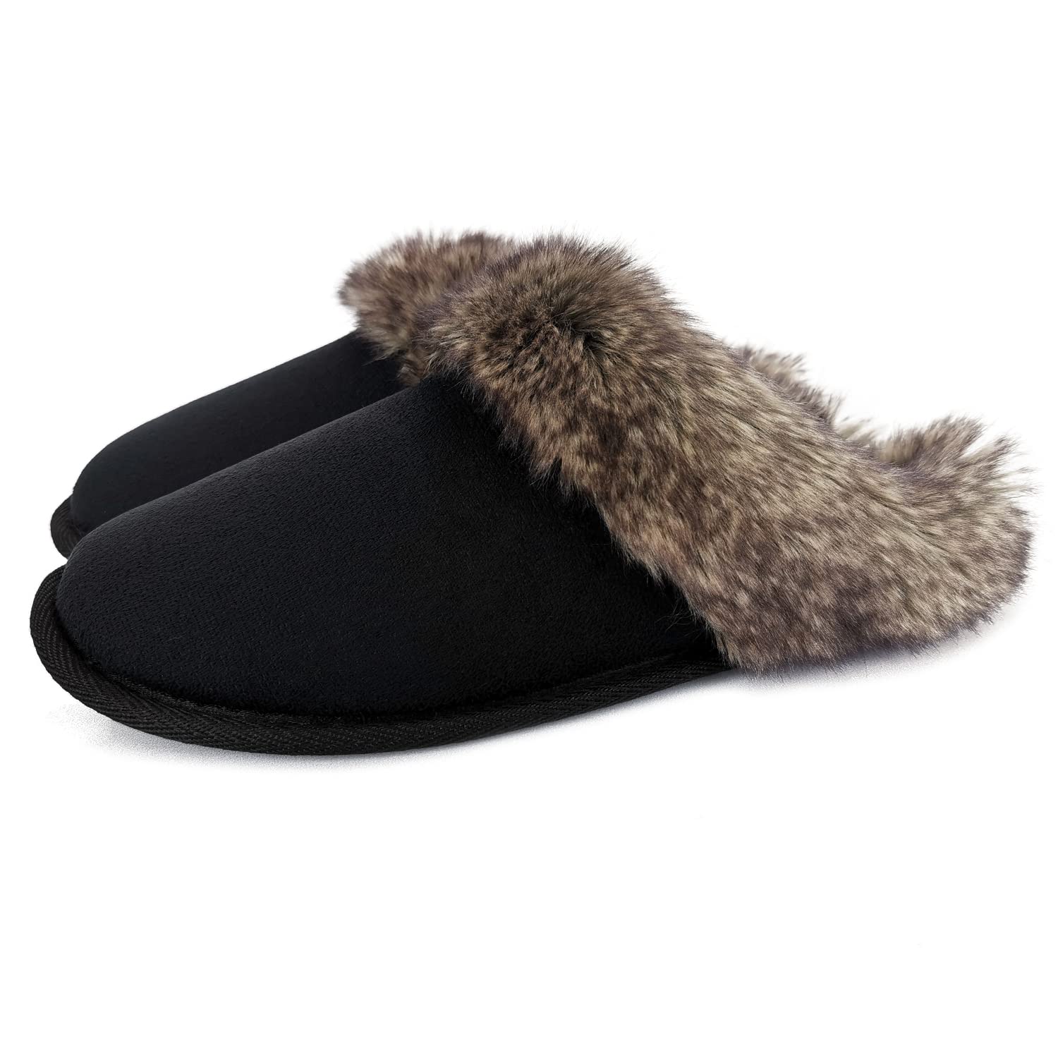 ofoot Women's Winter Warm Moccasin Slippers - Faux Fur Suede Indoor House Shoes with Non-Slip Rubber Sole & Knit Lining | Cozy Homewear for Winter, Perfect for Lounging, Relaxing & Keeping Feet Warm
