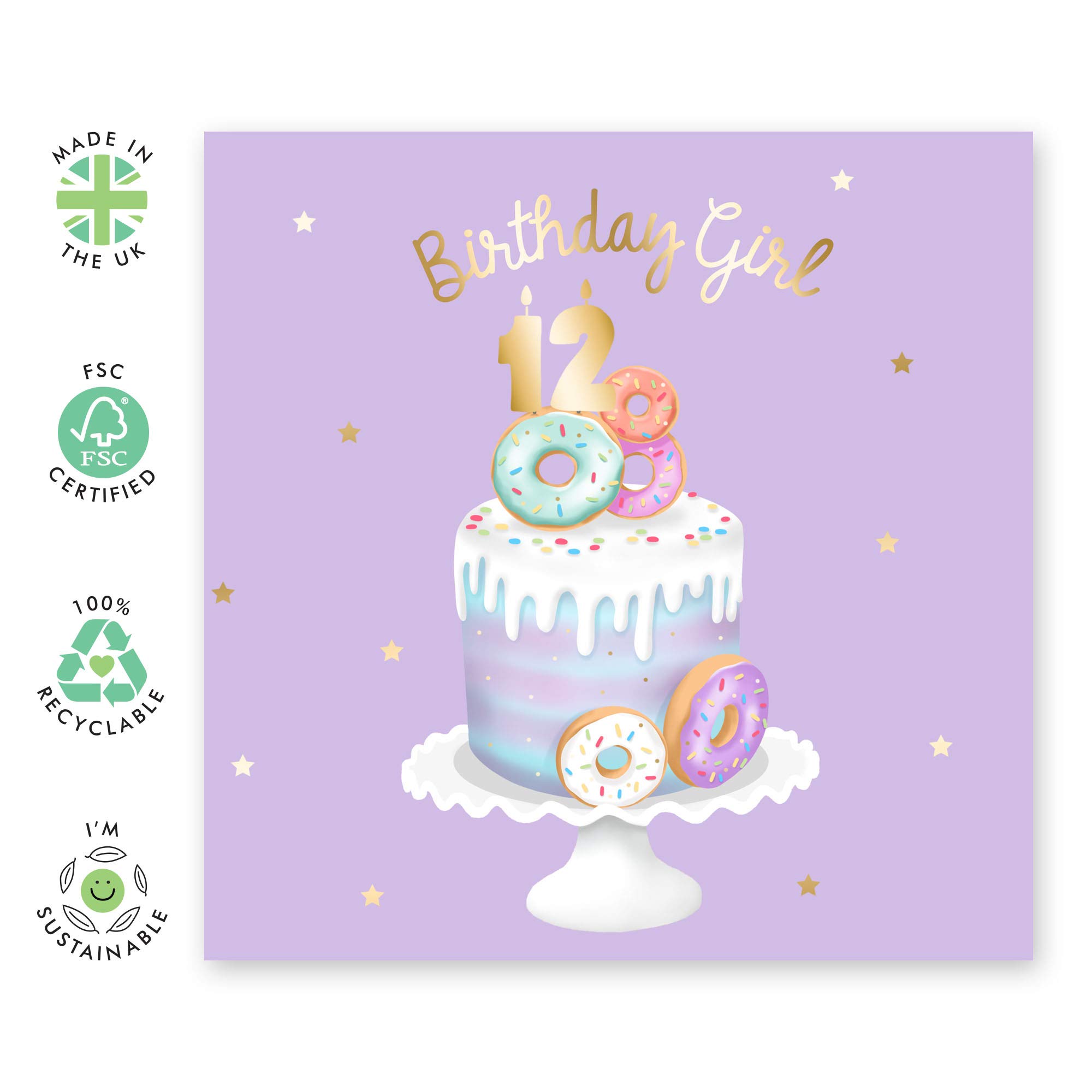 CENTRAL 23 - Adorable 'Birthday Girl' Birthday Card for 12 Year Old Daughters | Sweet Greeting Card with Cute Stickers | Perfect for Birthday Parties, Gifts & Special Celebrations