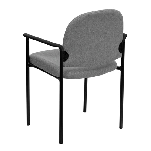 FLASH Tiffany Comfort Gray Fabric Stackable Steel Side Reception Chair with Arms - Modern Office Seating for Waiting Rooms, Lobbies & Conference Areas