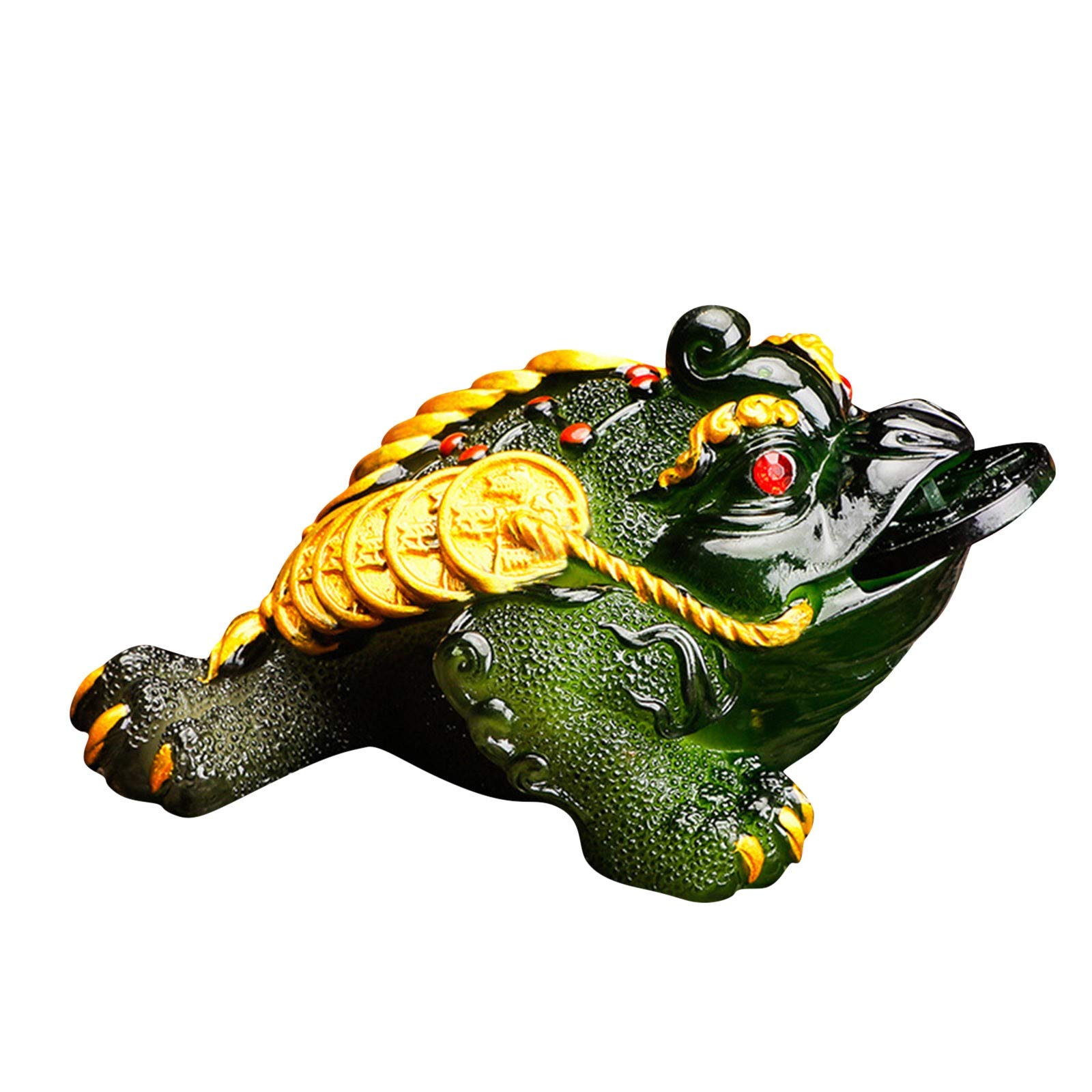 Shuxia Resin Jin Chan Frog Tea Pet & Tea Tray Set - Chinese Gongfu Tea Ceremony Accessory for Home Decor, Living Room Zen Decorations - Perfect for Tea Lovers, Meditation Spaces & Asian-Inspired Interior Design (Size C)