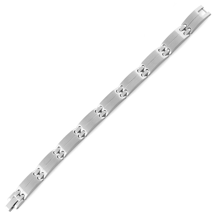 Stainless Steel Groove Link Bracelet for Men & Women - Adjustable Unisex Jewelry Gift for Everyday Wear, Parties & Special Occasions